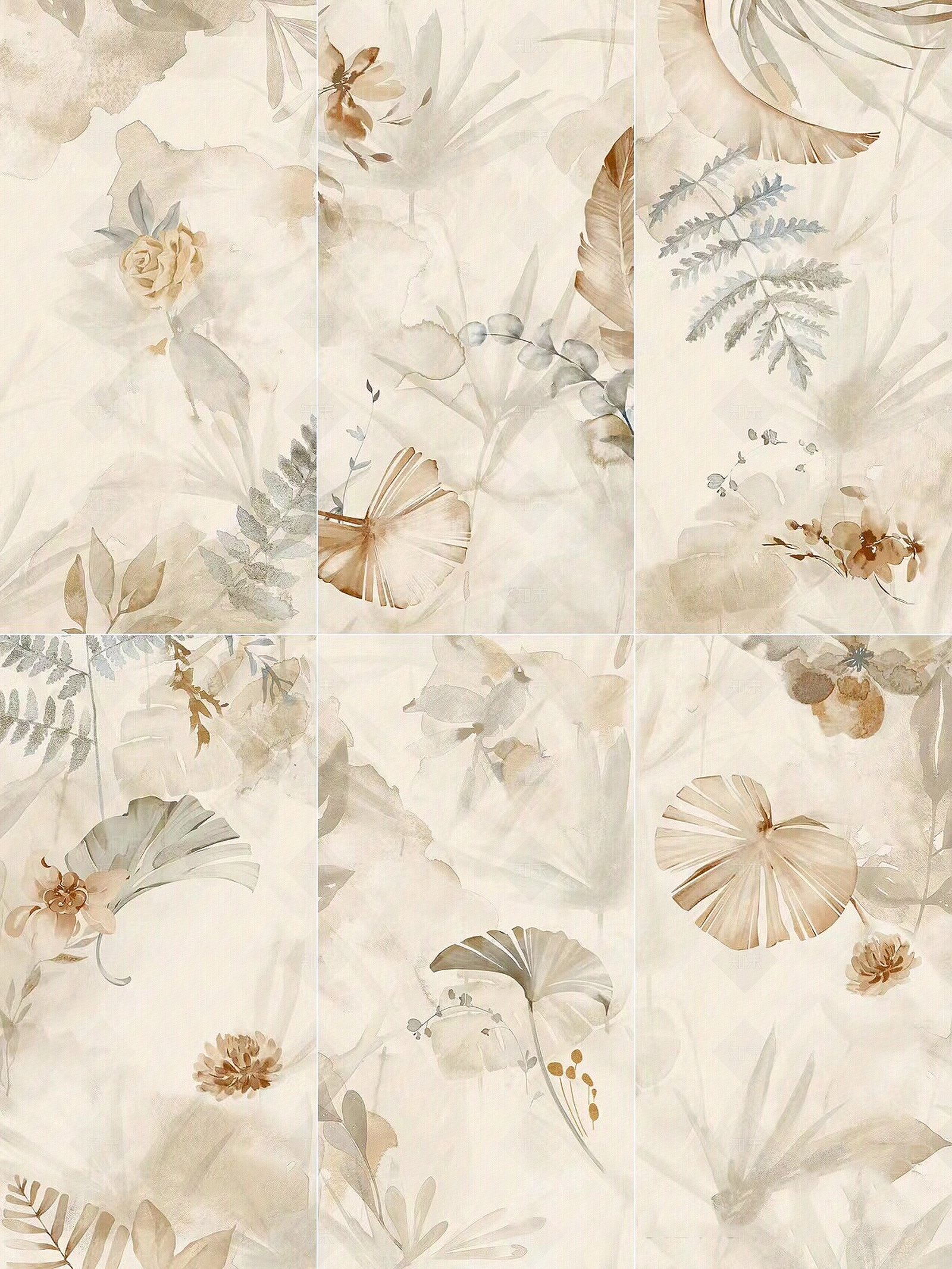 无缝暖黄色法式复古花砖贴图下载【ID:1157623748】