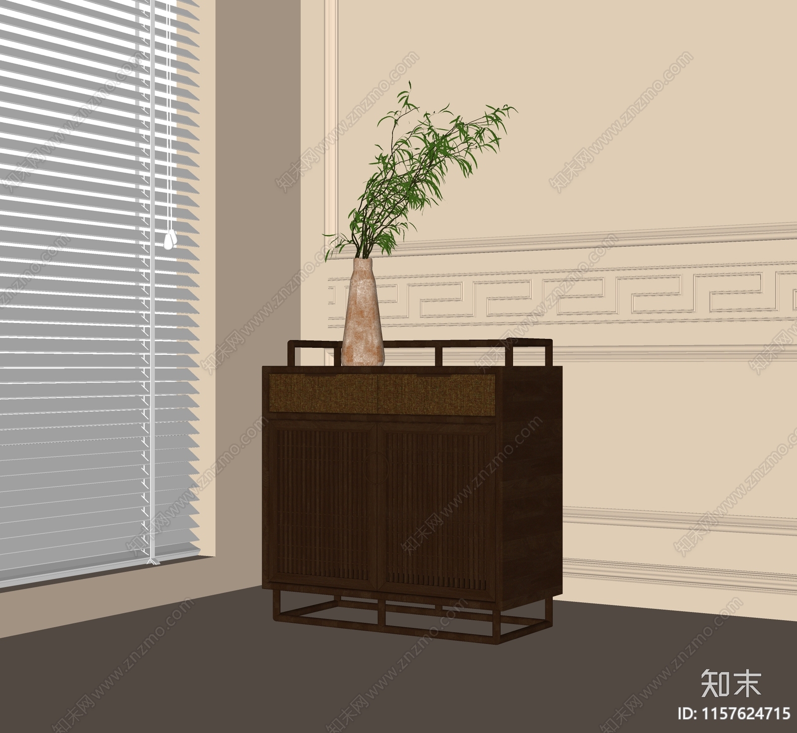 新中式餐边柜SU模型下载【ID:1157624715】