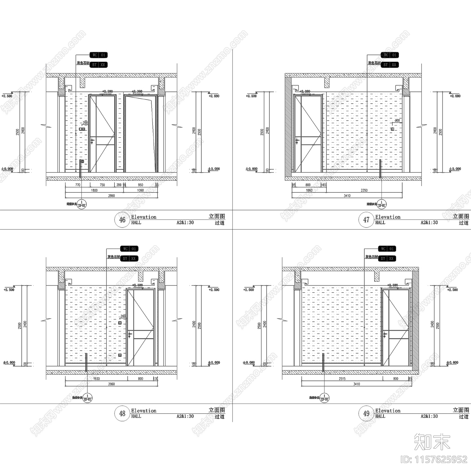 现代杭州潮鸣样板房C2户型室内家装cad施工图下载【ID:1157625952】
