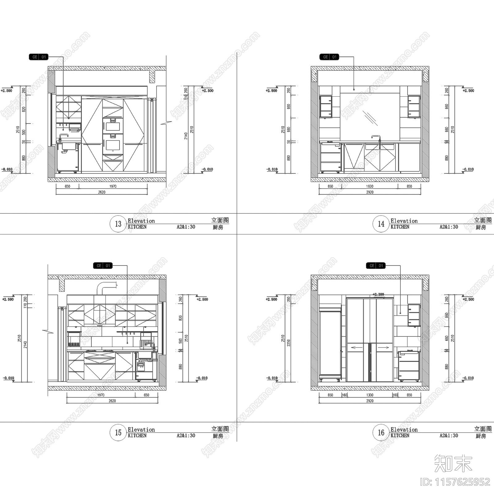现代杭州潮鸣样板房C2户型室内家装cad施工图下载【ID:1157625952】