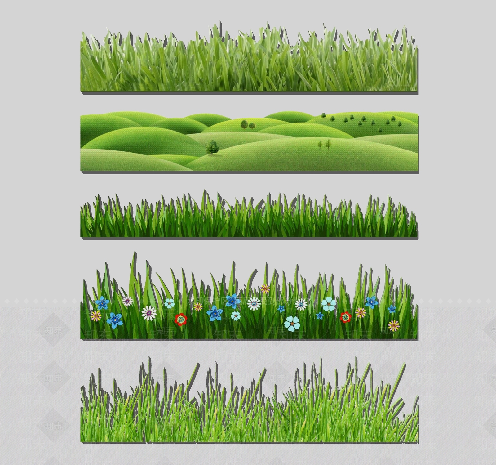 绿色小草植物墙饰挂件SU模型下载【ID:1157626592】