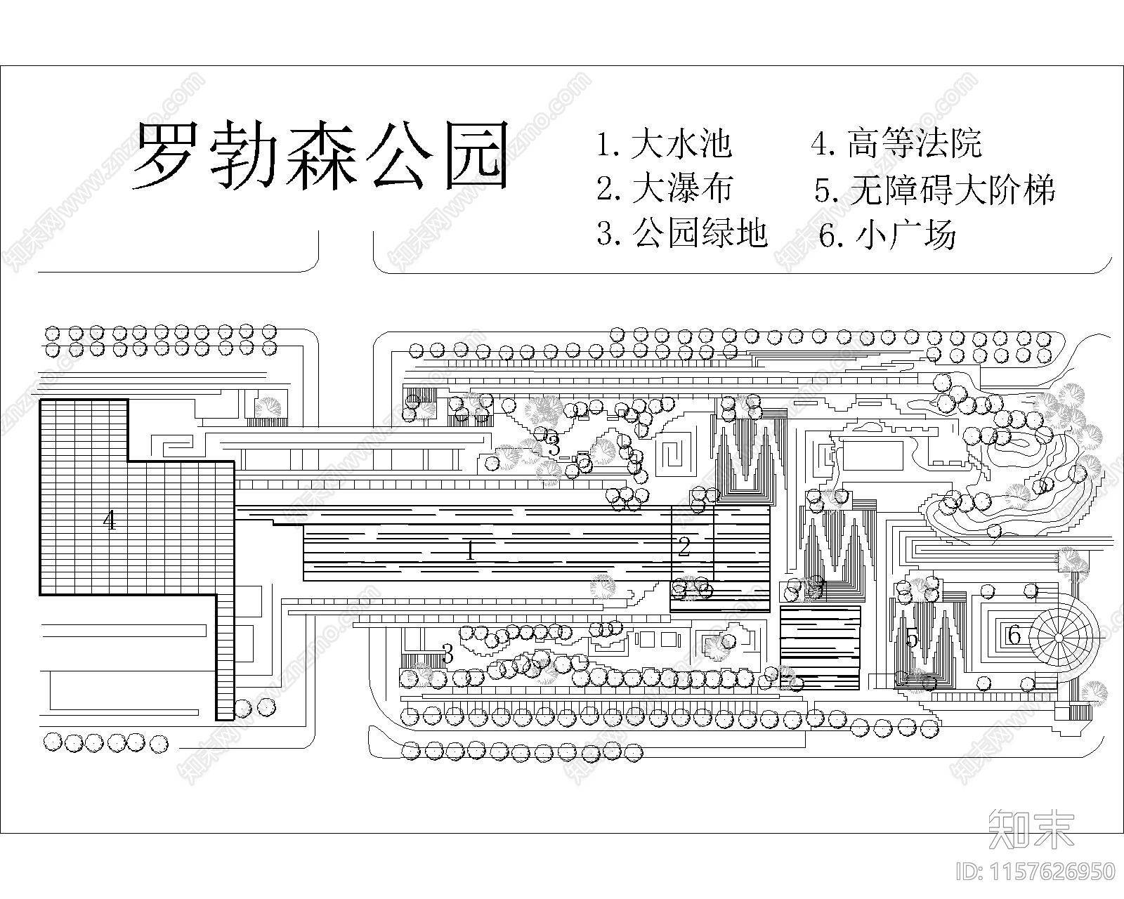 23套知名城市公园景观平面图cad施工图下载【ID:1157626950】