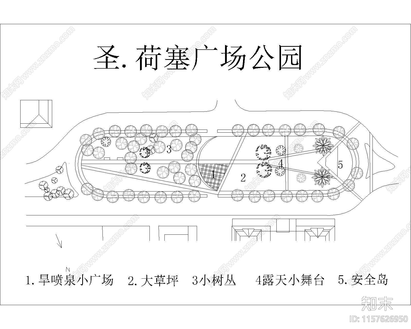 23套知名城市公园景观平面图cad施工图下载【ID:1157626950】