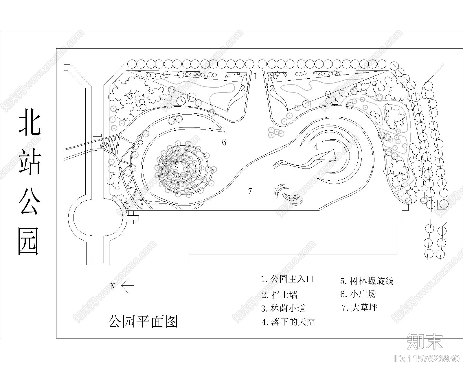 23套知名城市公园景观平面图cad施工图下载【ID:1157626950】