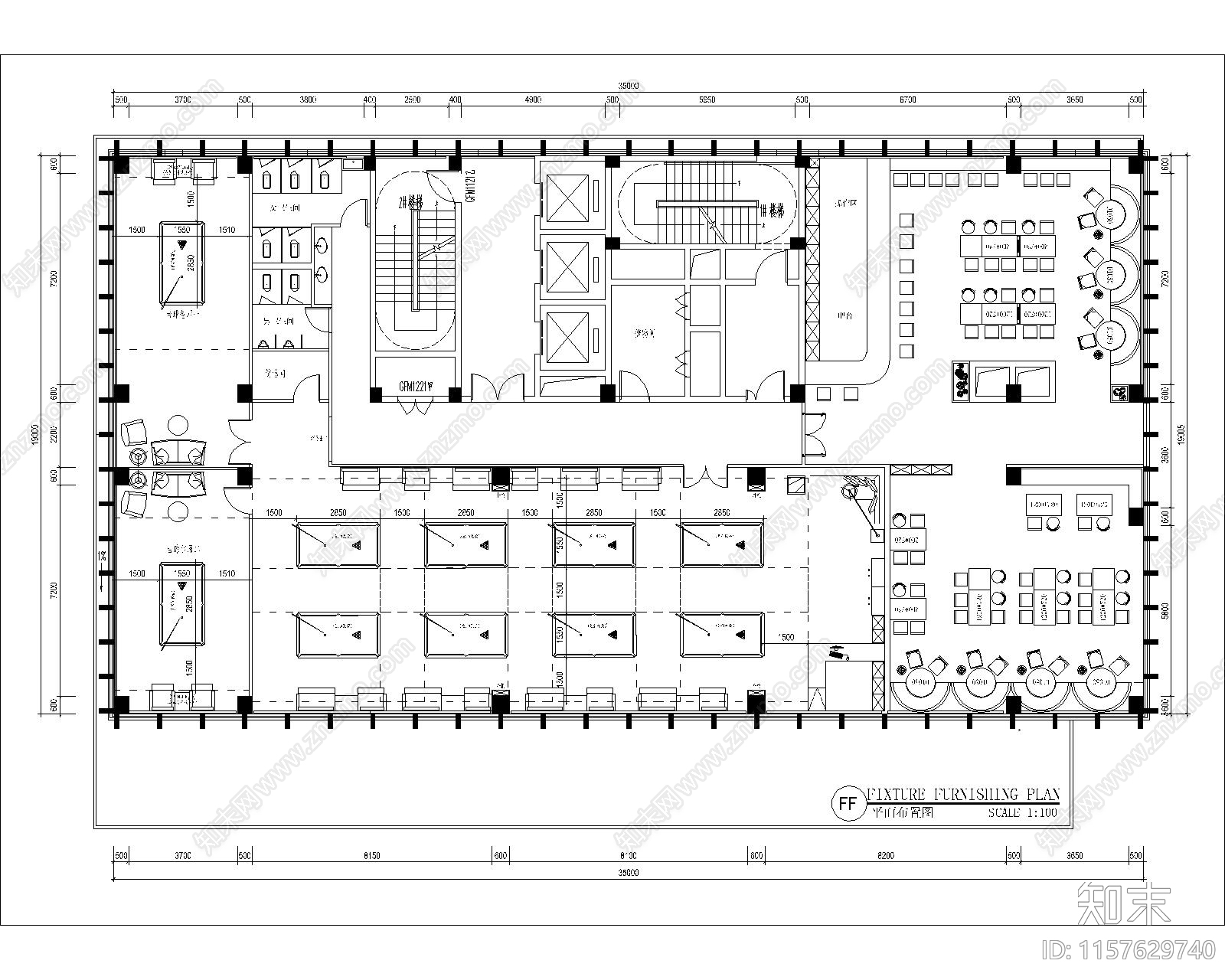 530平方米台球加小酒馆平面布置图cad施工图下载【ID:1157629740】