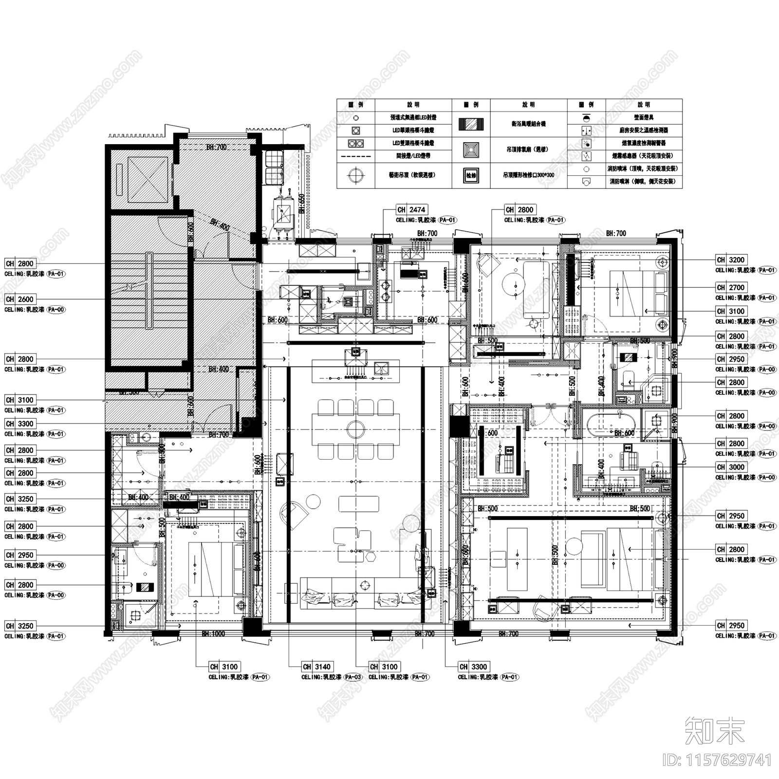 现代简约中海黄龙云起三里庐样板房室内家装cad施工图下载【ID:1157629741】