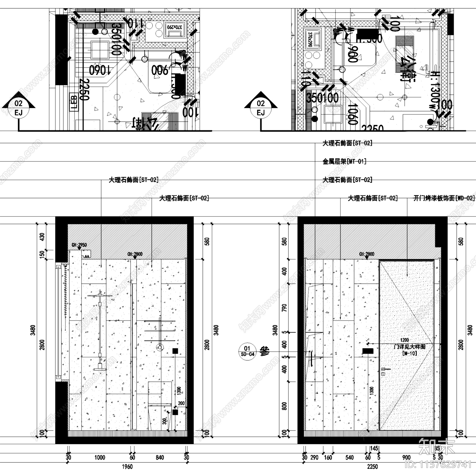 现代简约中海黄龙云起三里庐样板房室内家装cad施工图下载【ID:1157629741】