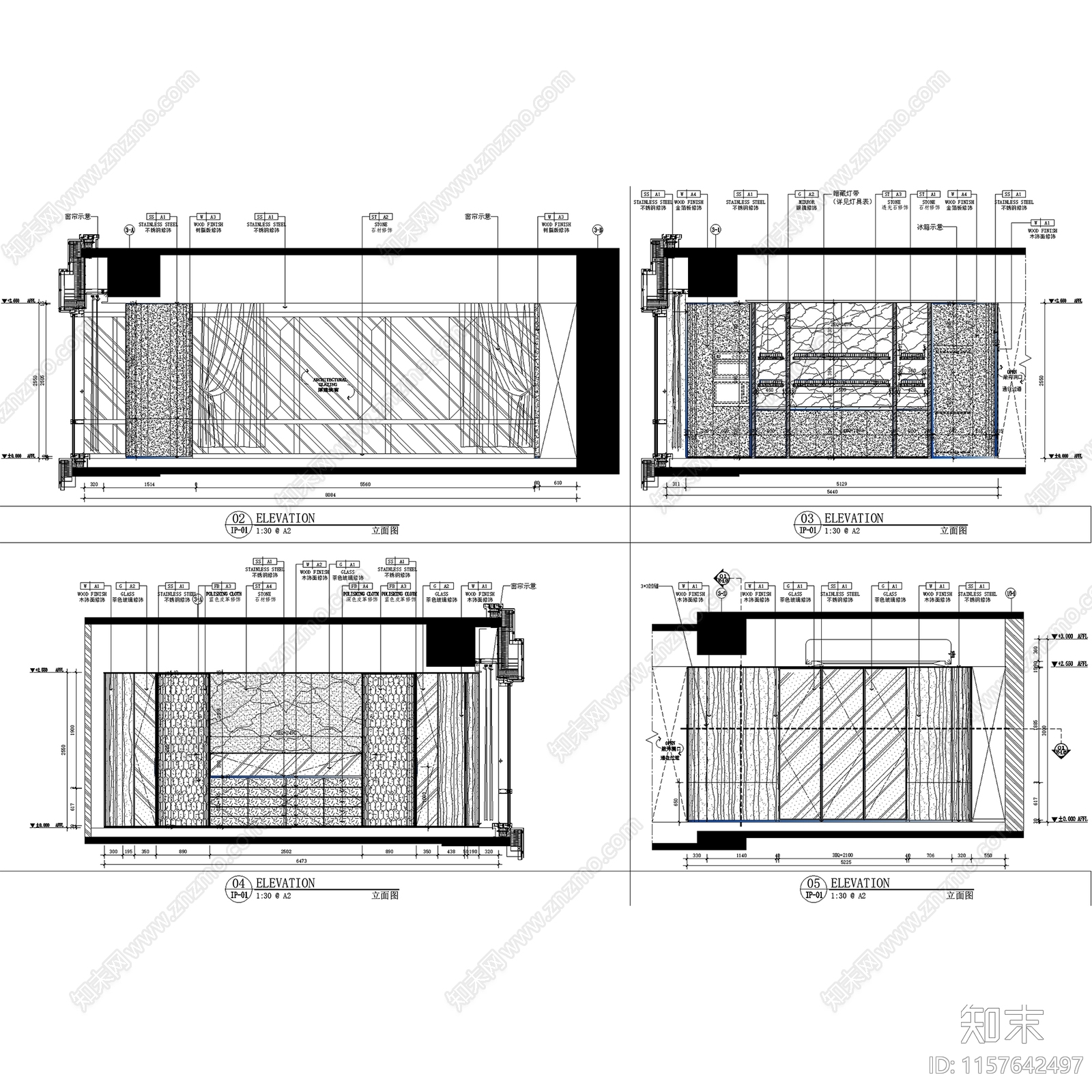 轻奢青岛国信海天中心样板间E2户型280㎡室内家装cad施工图下载【ID:1157642497】