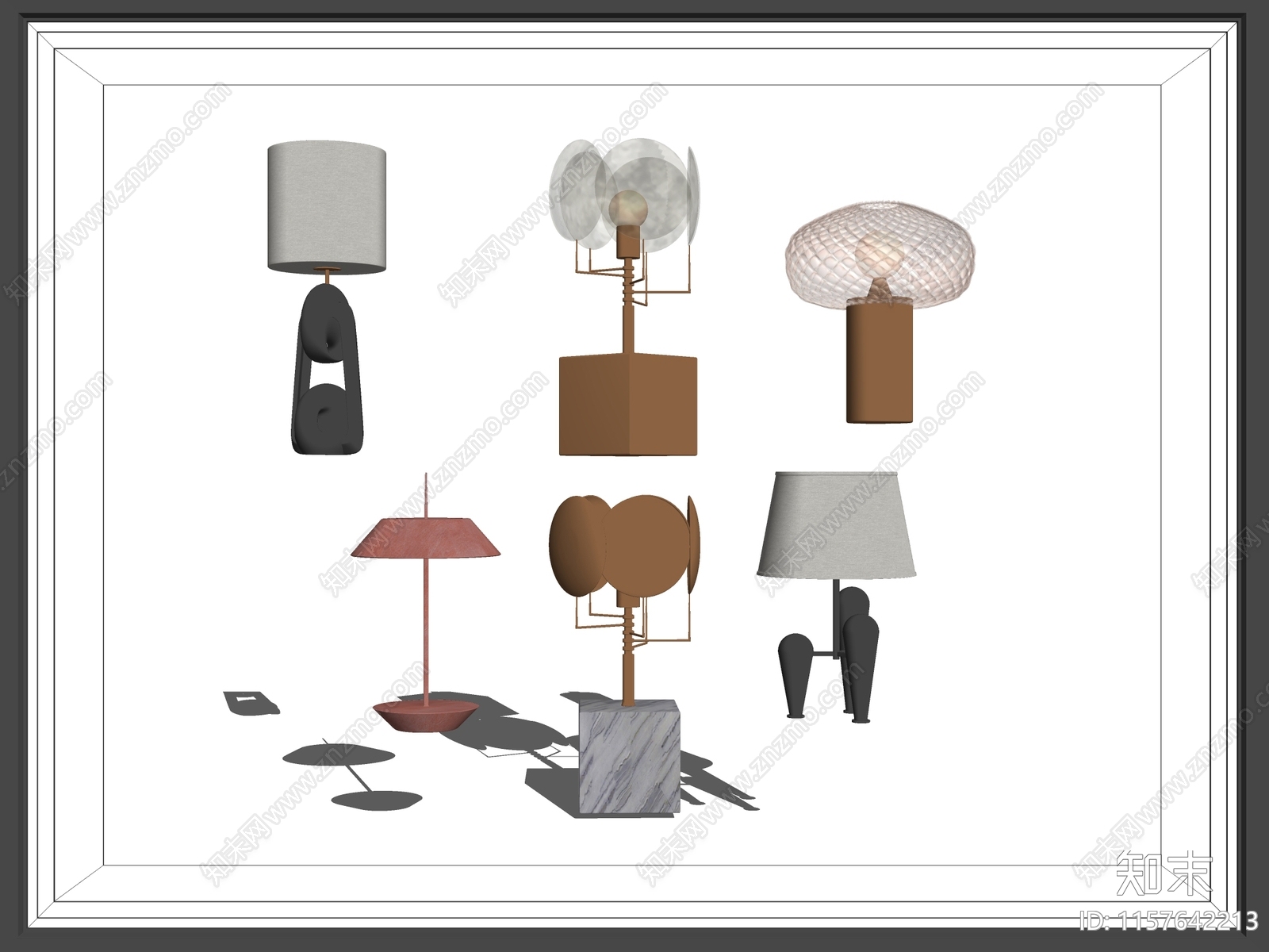 现代台灯组合SU模型下载【ID:1157642213】