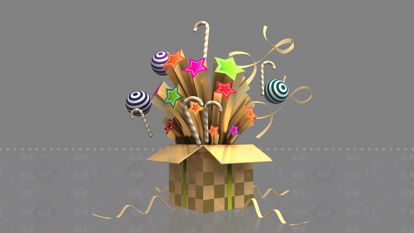 打开的礼盒3D模型下载【ID:1157642869】