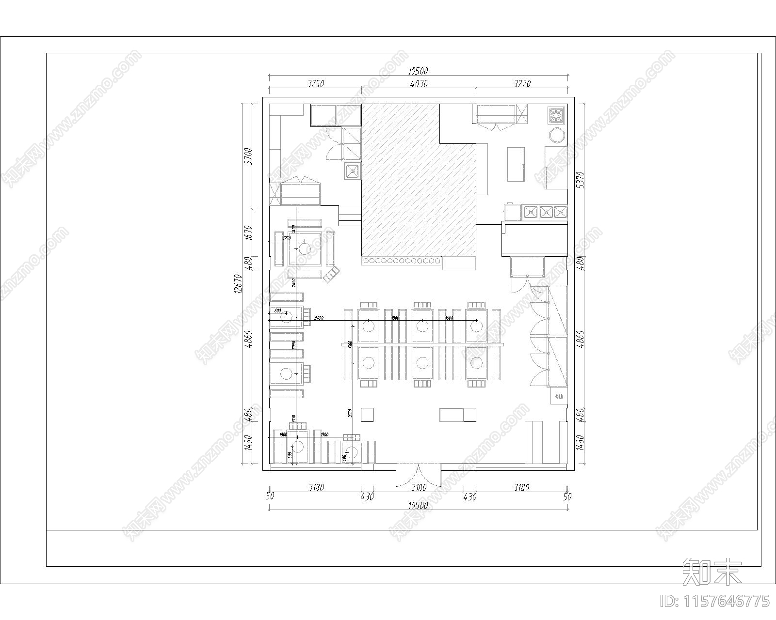 120平米串串火cad施工图下载【ID:1157646775】