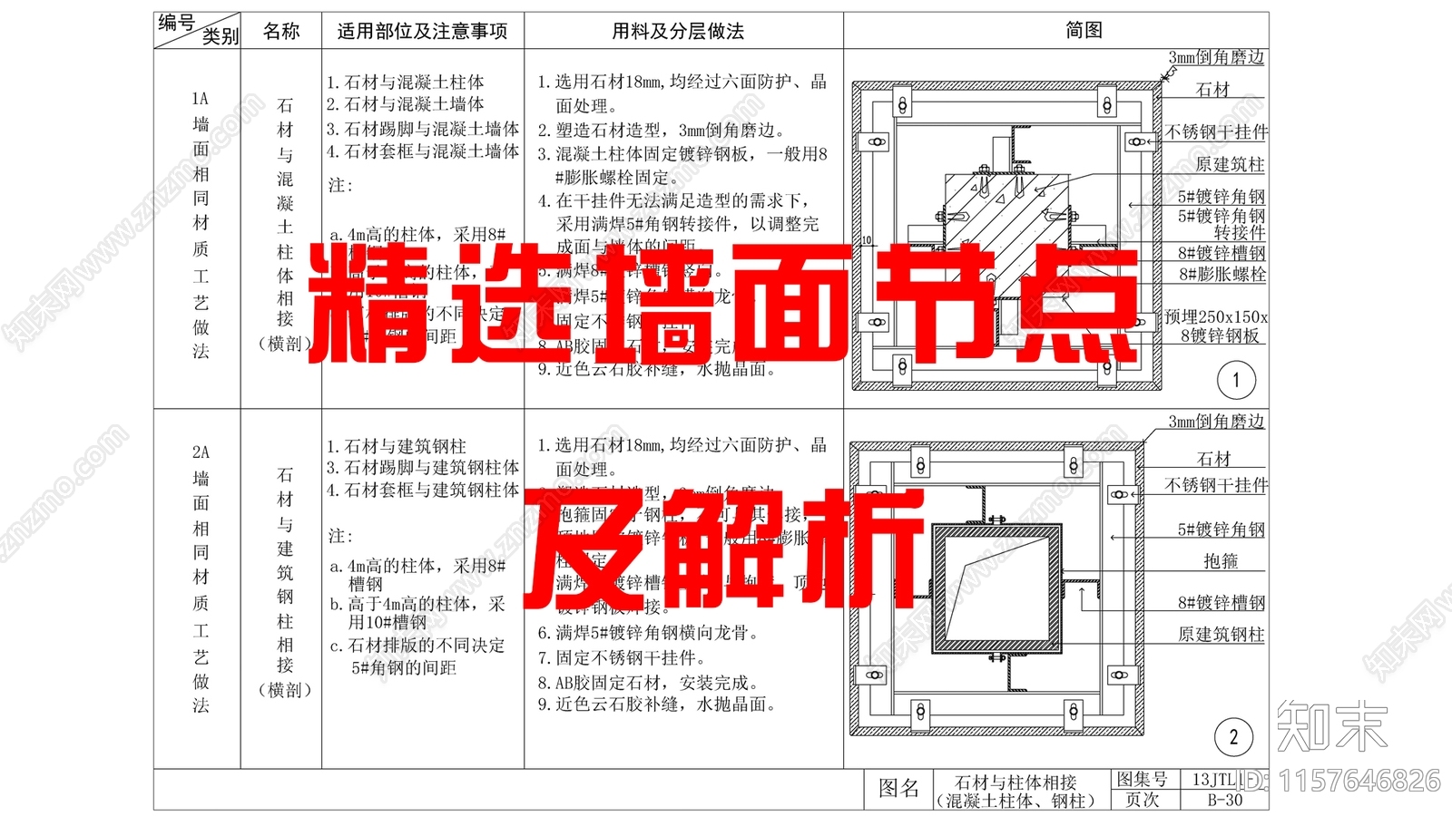 精选墙面节点及做法解析施工图下载【ID:1157646826】