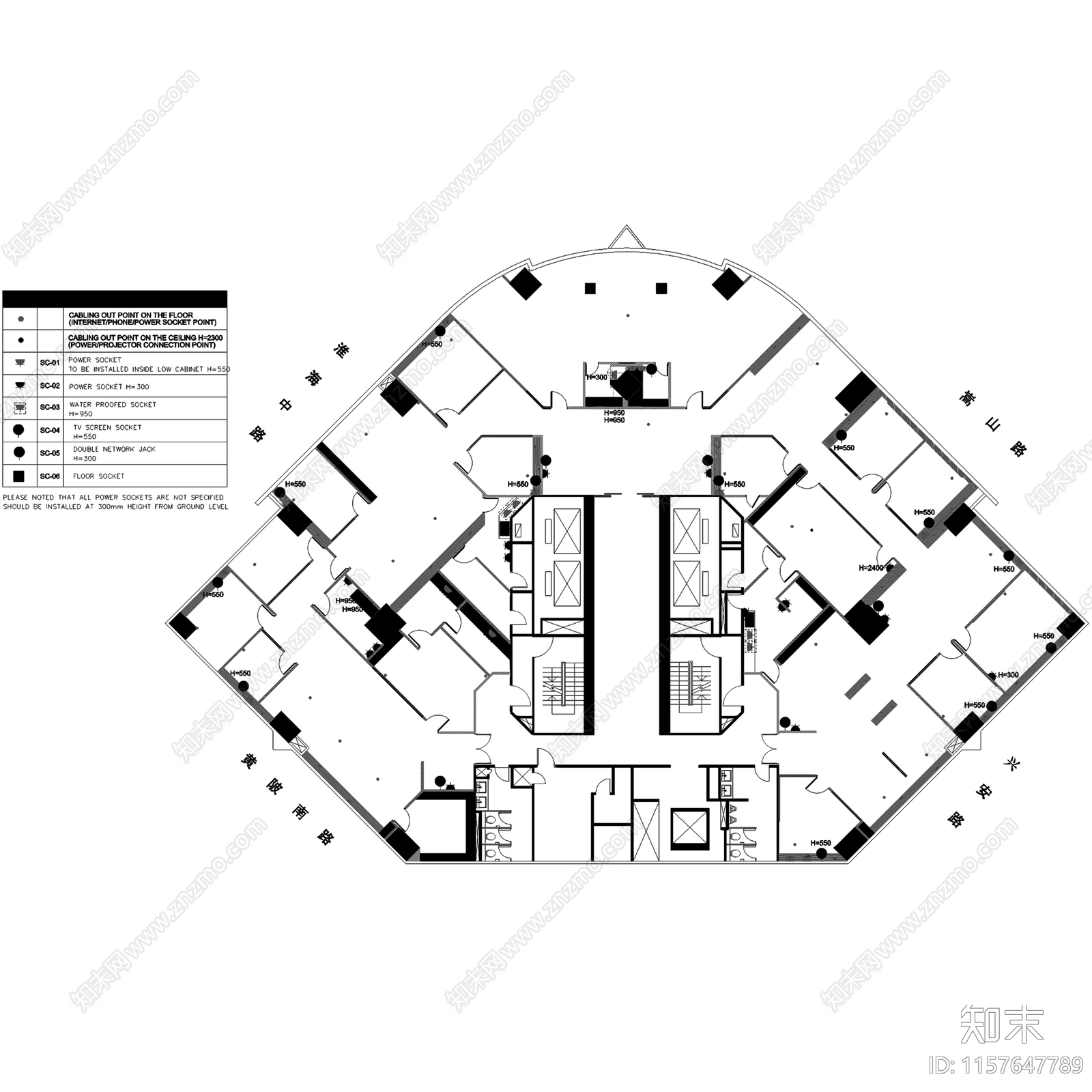 现代简约爱马仕中国上海香港广场30层办公室室内工装cad施工图下载【ID:1157647789】