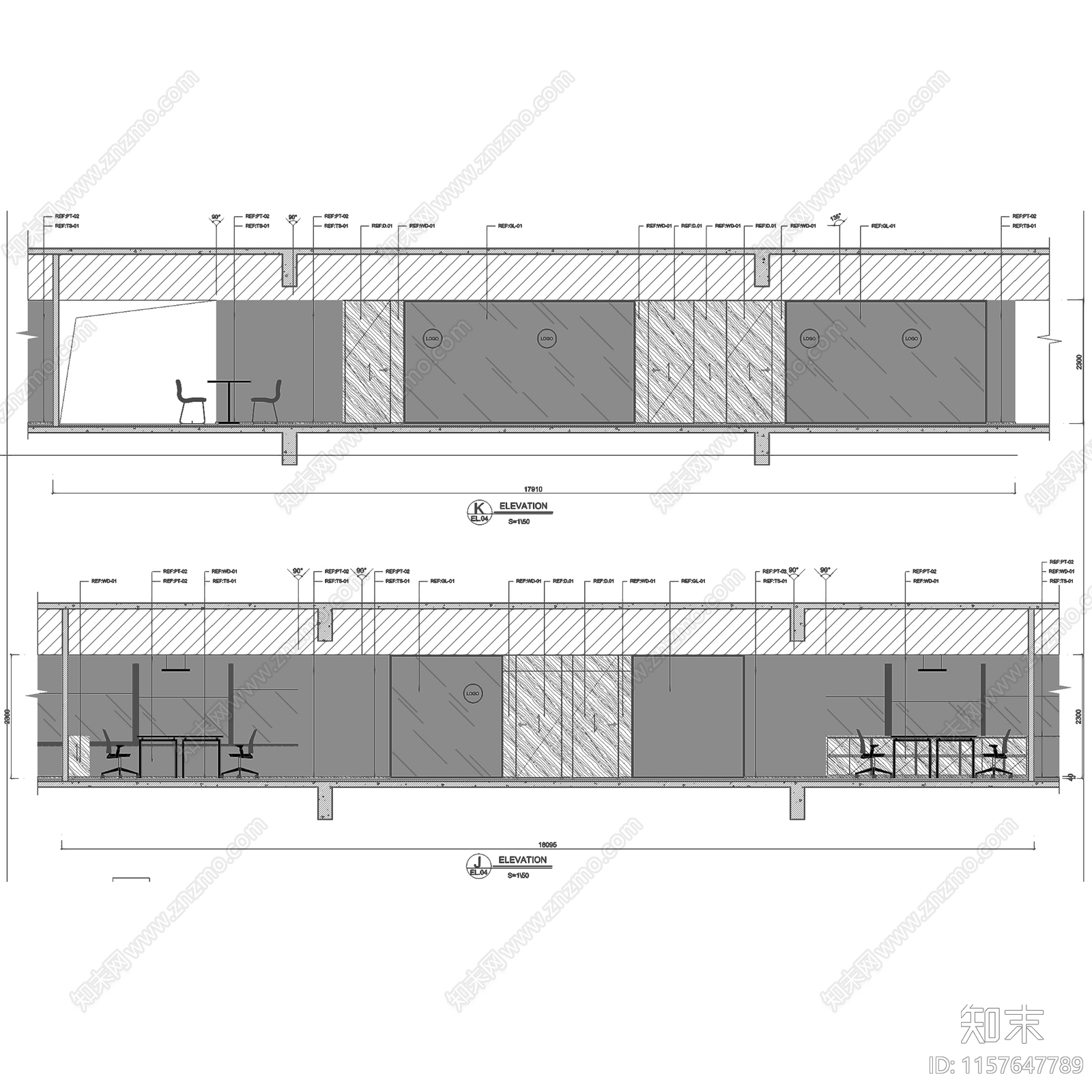 现代简约爱马仕中国上海香港广场30层办公室室内工装cad施工图下载【ID:1157647789】