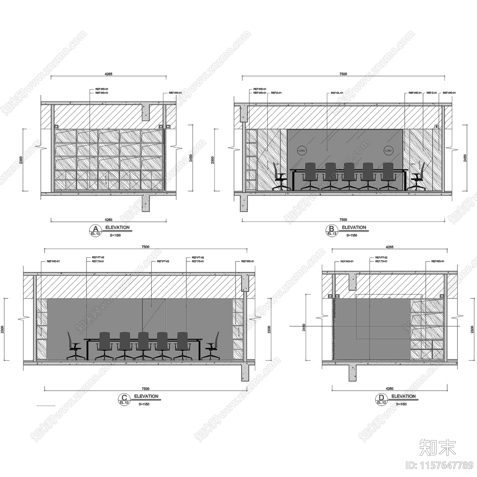 现代简约爱马仕中国上海香港广场30层办公室室内工装cad施工图下载【ID:1157647789】