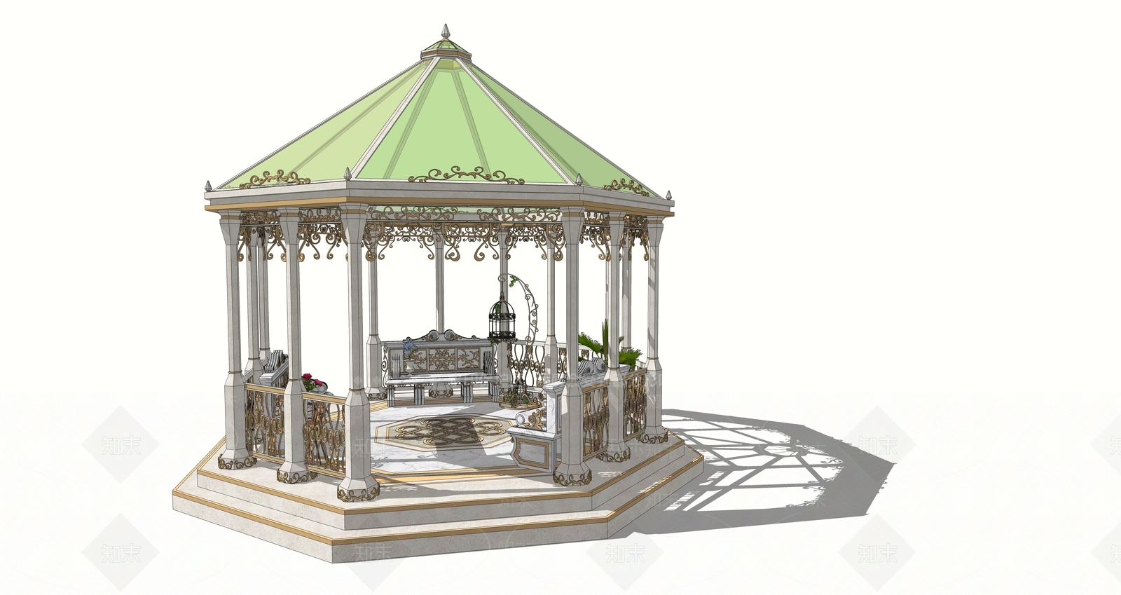 欧式景观亭SU模型下载【ID:1157647968】