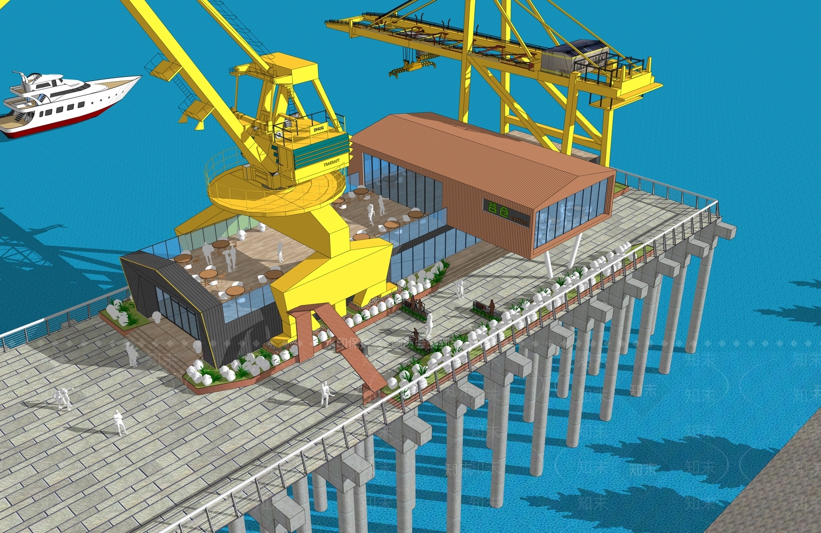 现代咖啡厅建筑SU模型下载【ID:1157648448】