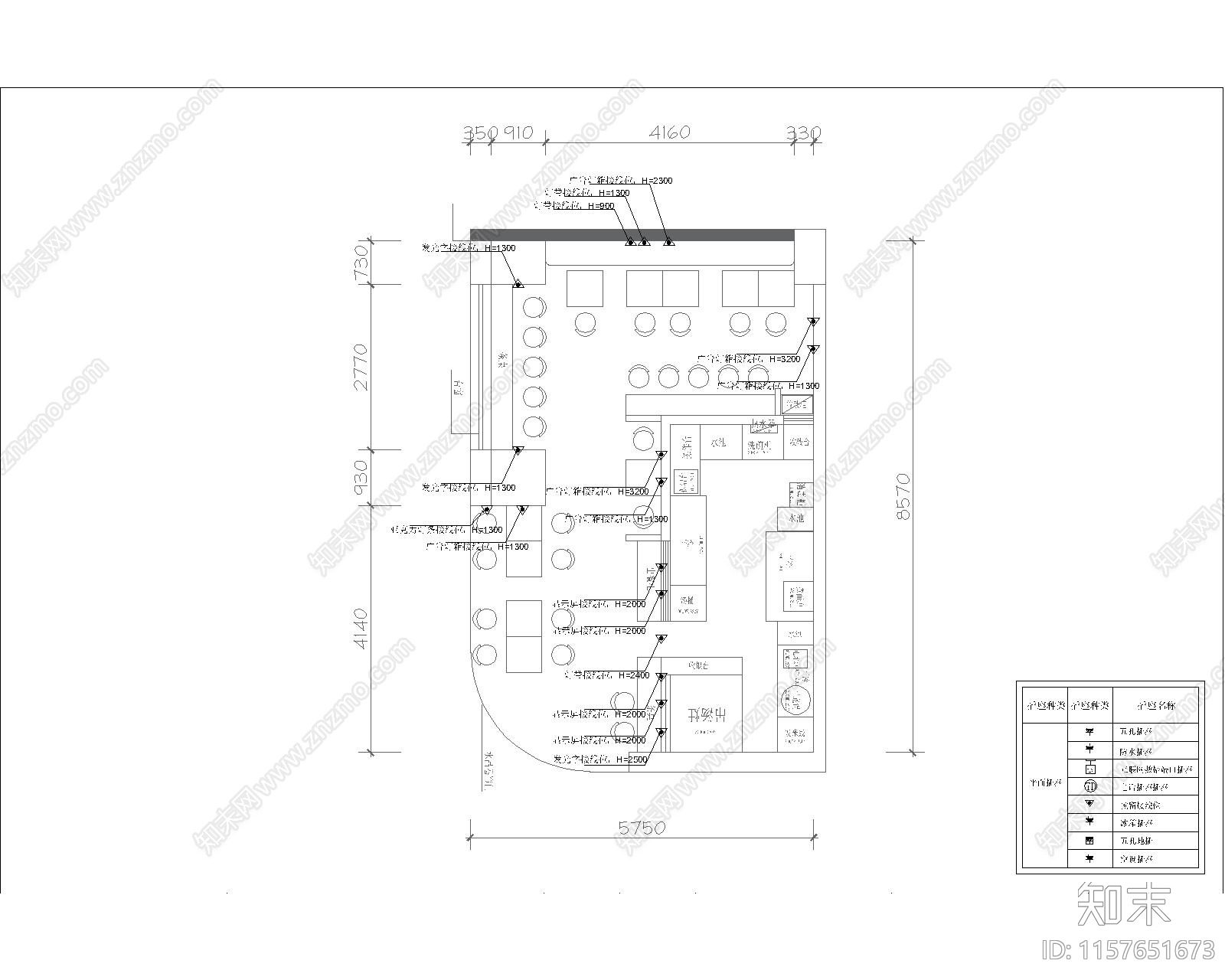 40平商城店现代风米线店cad施工图下载【ID:1157651673】