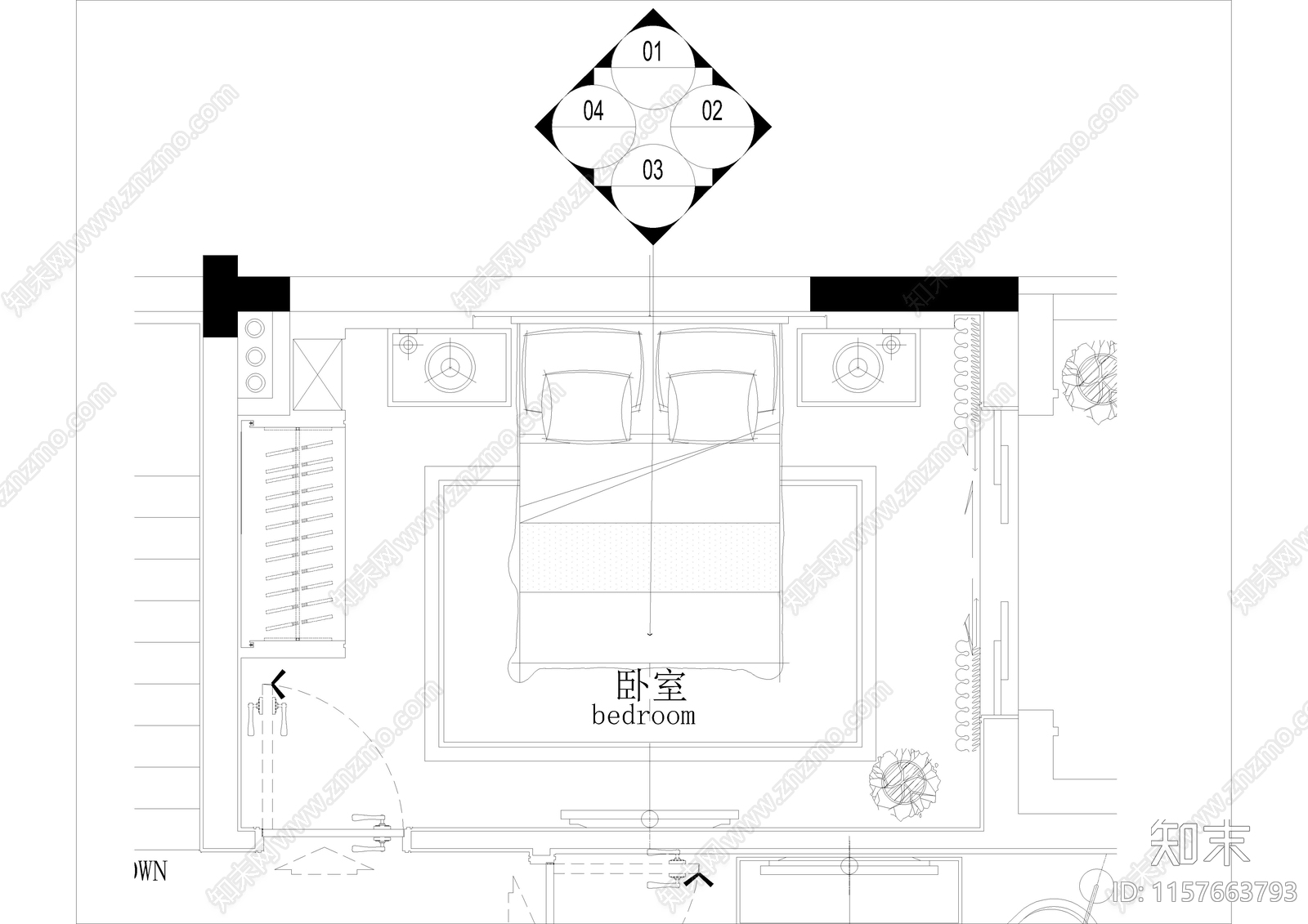 家居卧cad施工图下载【ID:1157663793】