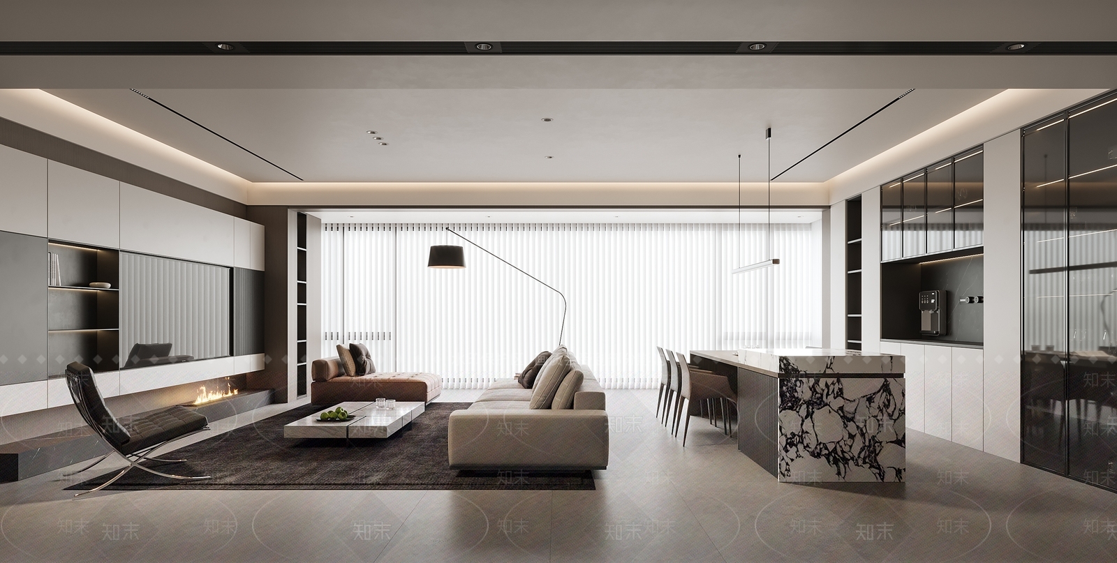 现代意式客餐厅3D模型下载【ID:1157664854】