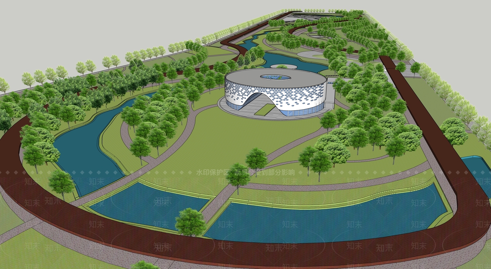现代展览馆建筑SU模型下载【ID:1157666627】