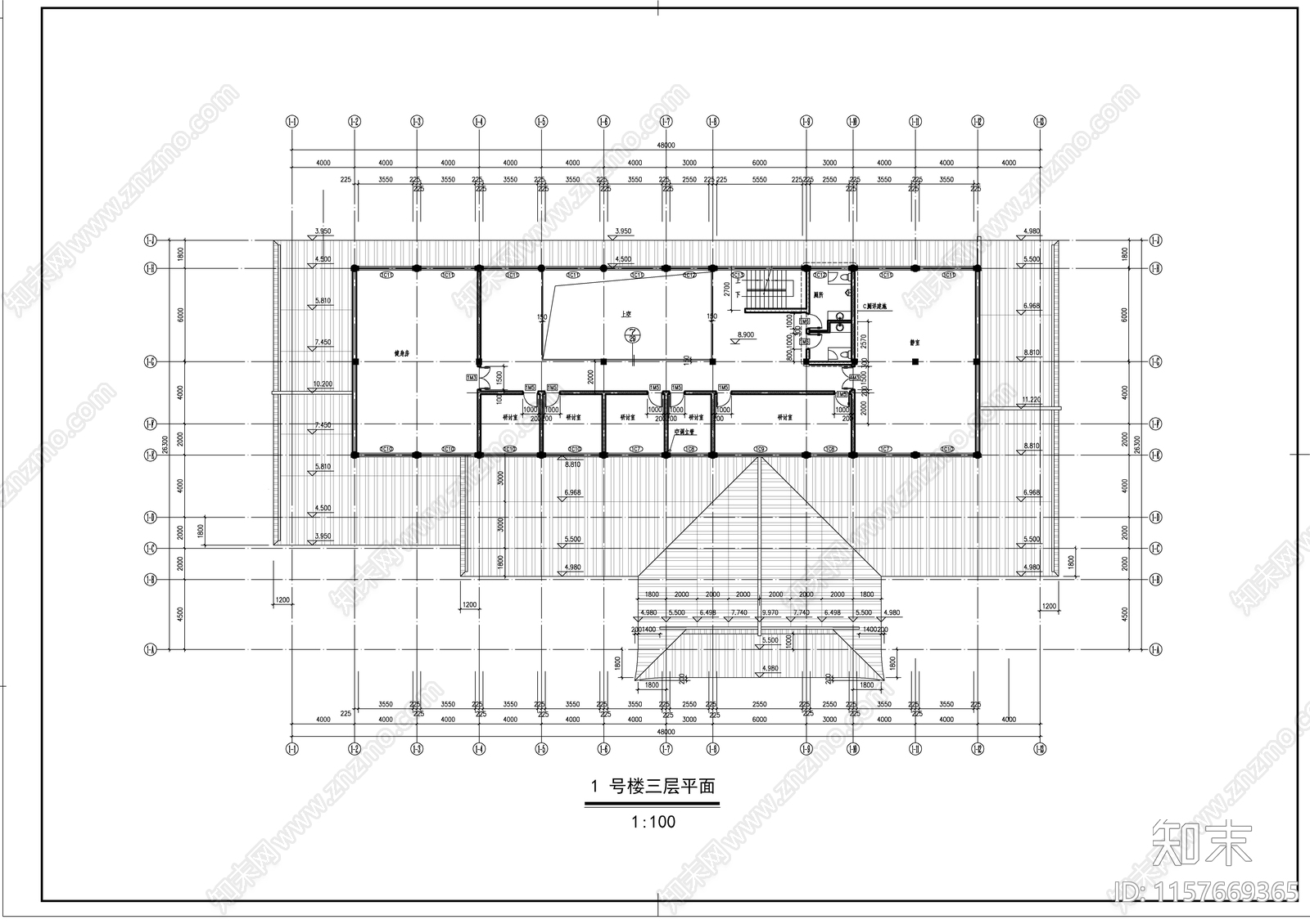 仿古风格佛法宣讲办公综合楼建筑图cad施工图下载【ID:1157669365】