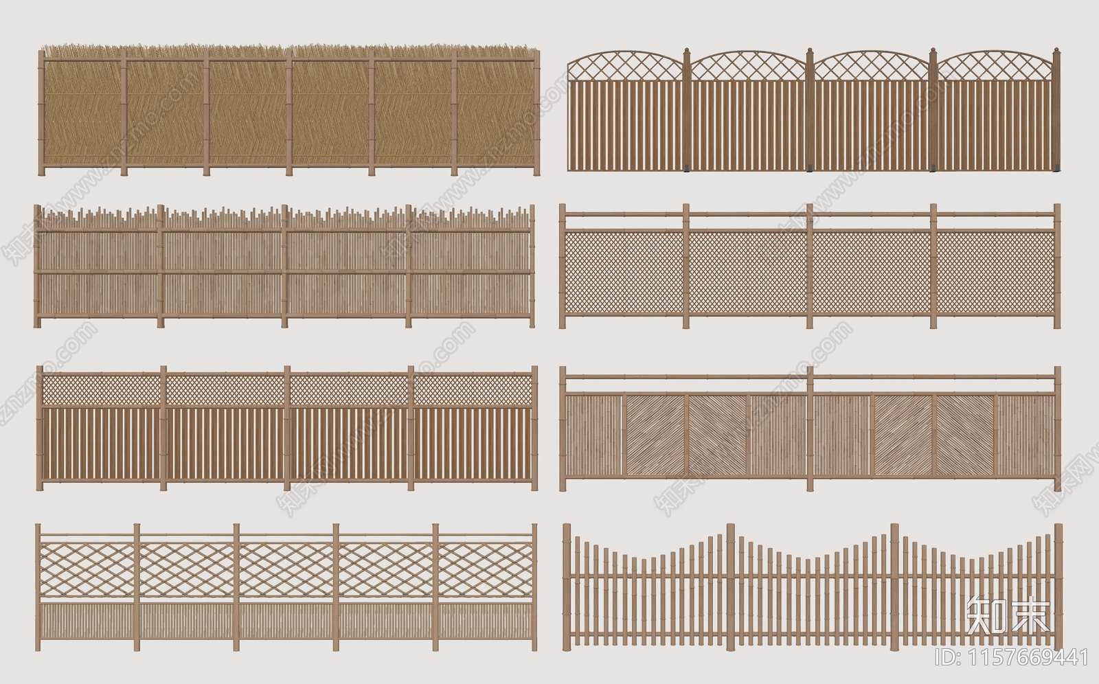 新中式竹篱笆栅栏SU模型下载【ID:1157669441】