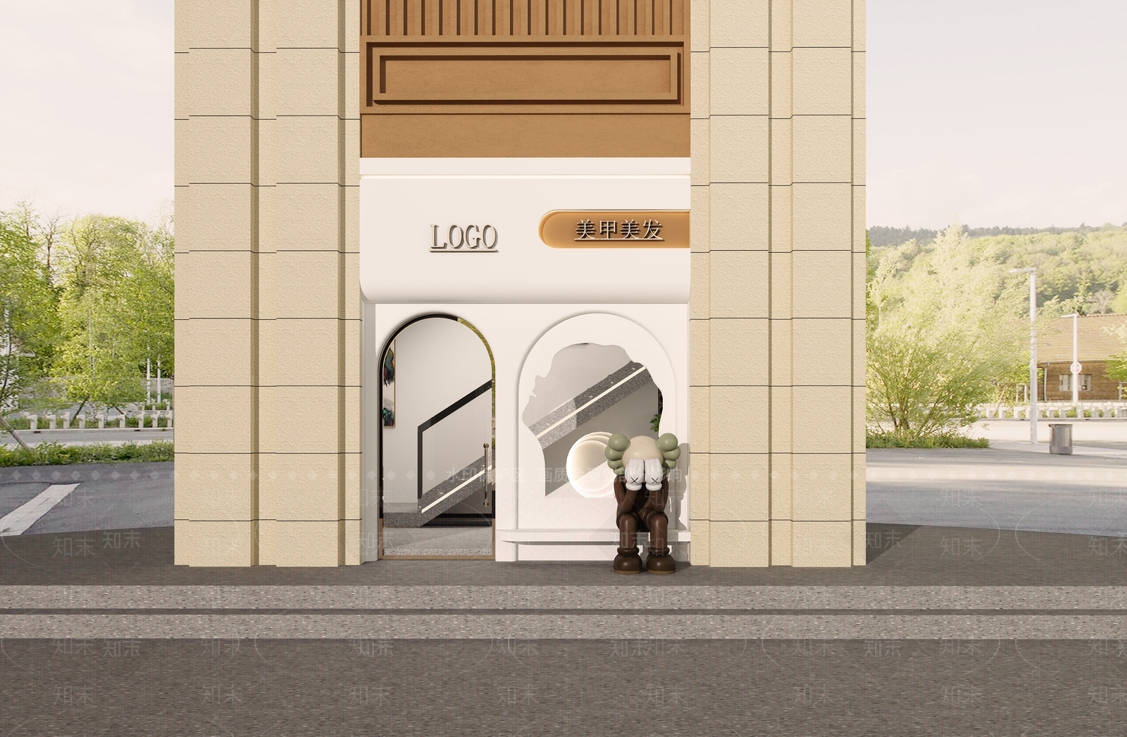 现代美发店门头3D模型下载【ID:1157671522】