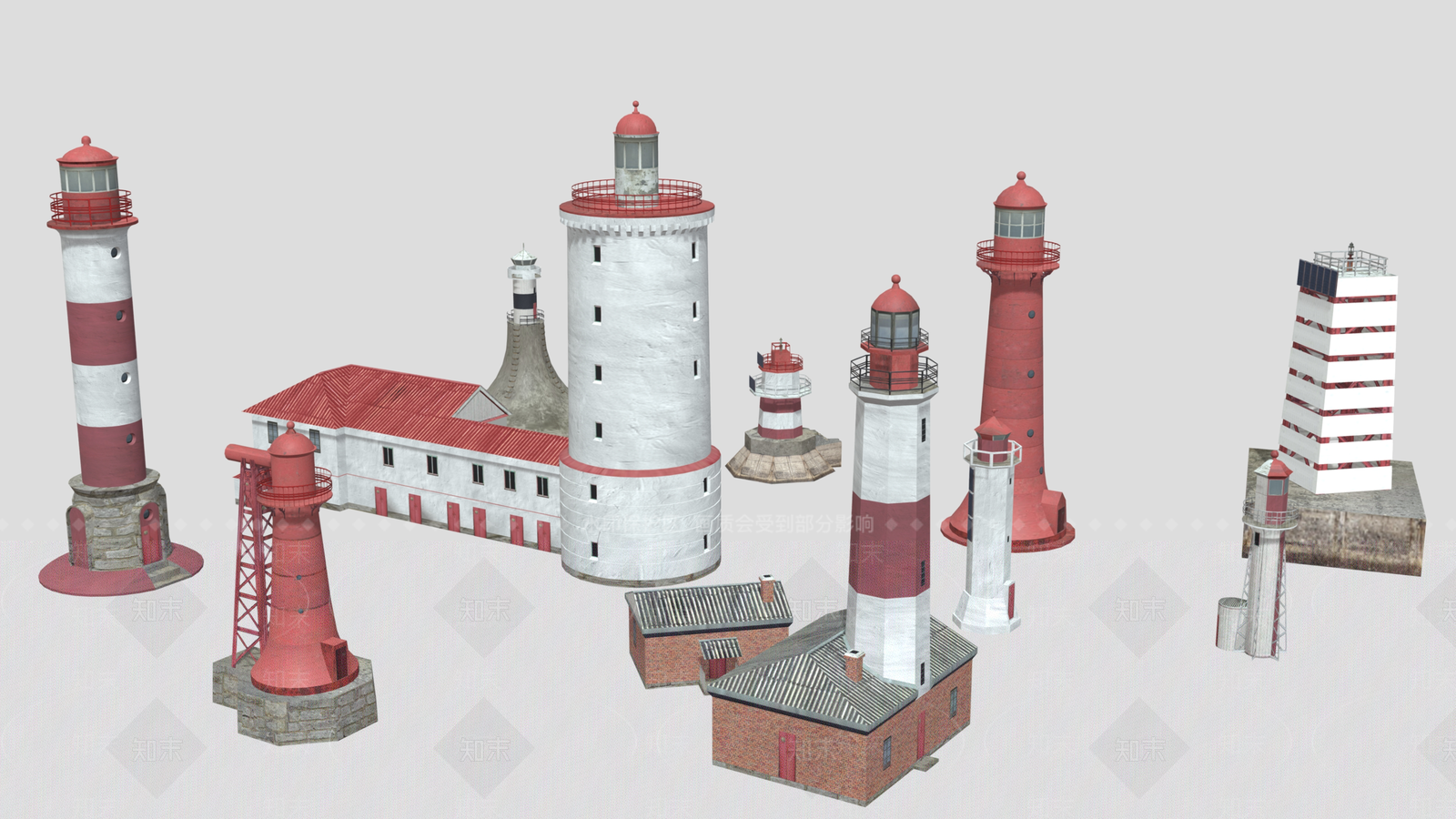 现代灯塔3D模型下载【ID:1157671387】