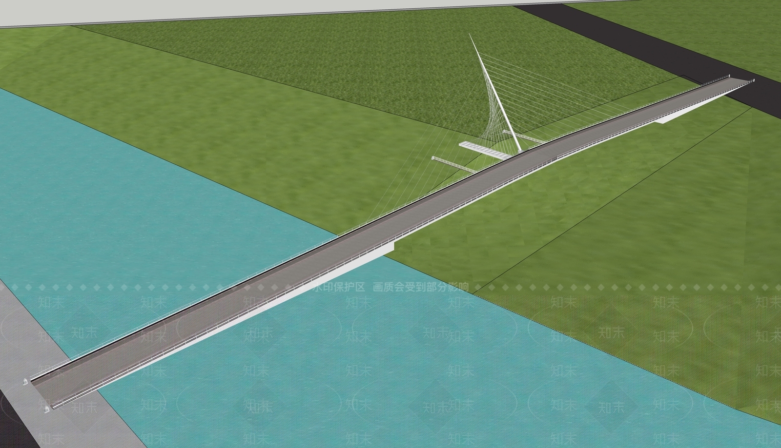 现代景观桥SU模型下载【ID:1157674093】