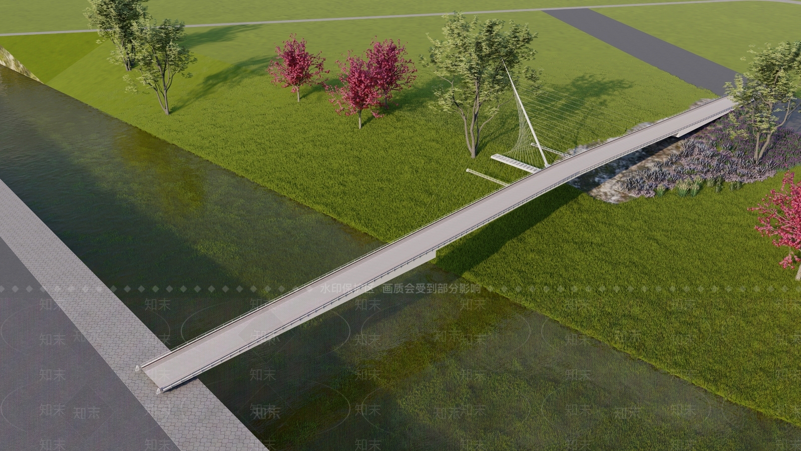 现代景观桥SU模型下载【ID:1157674093】
