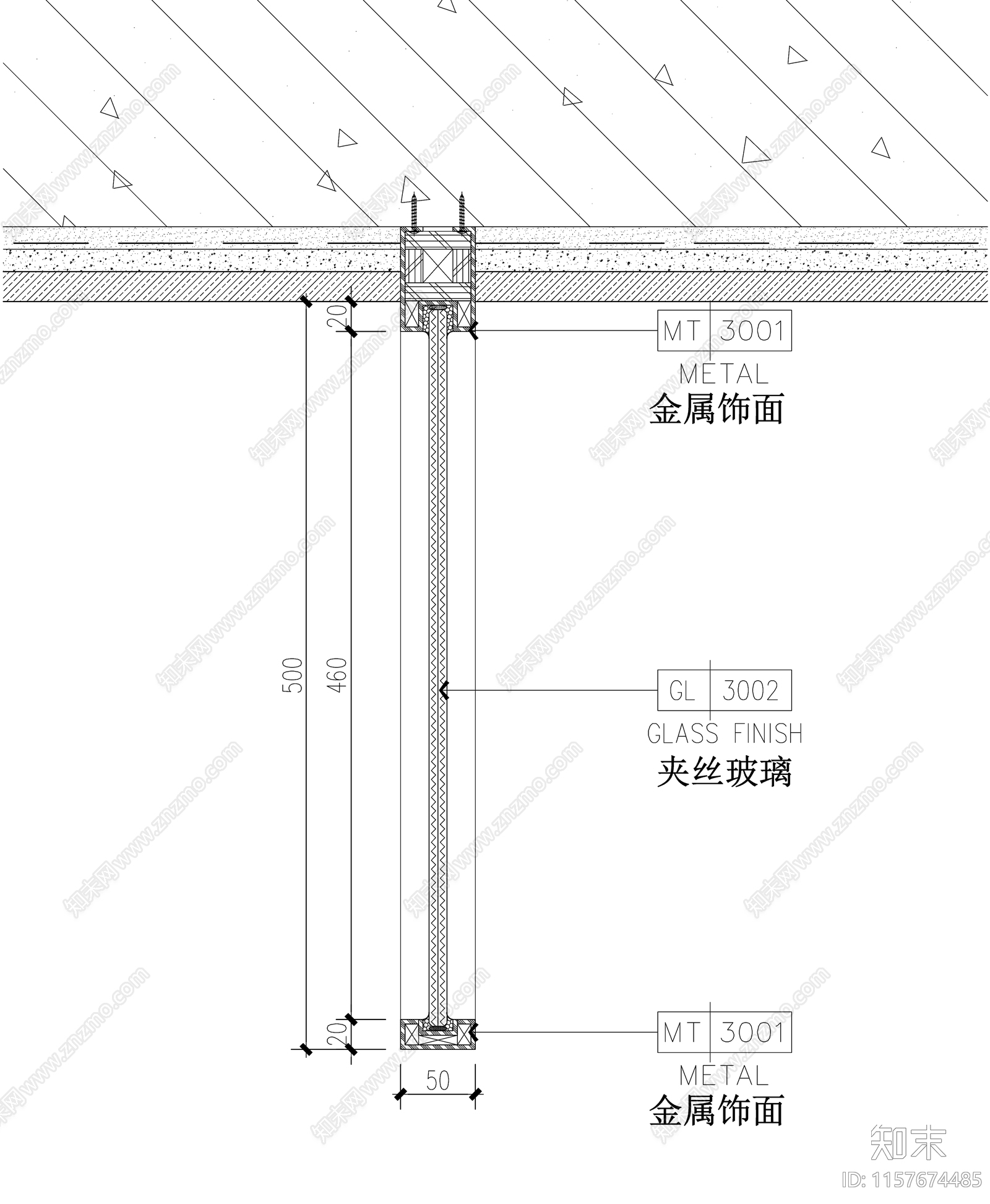 墙面不锈钢玻璃隔断固定节点施工图下载【ID:1157674485】