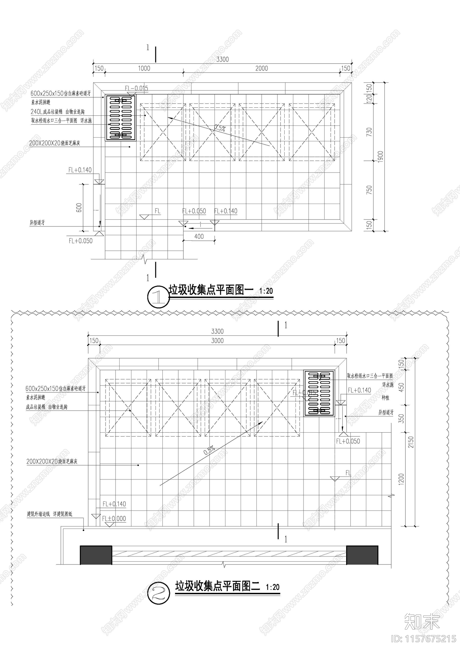 小区垃圾存放点详图CAcad施工图下载【ID:1157675215】