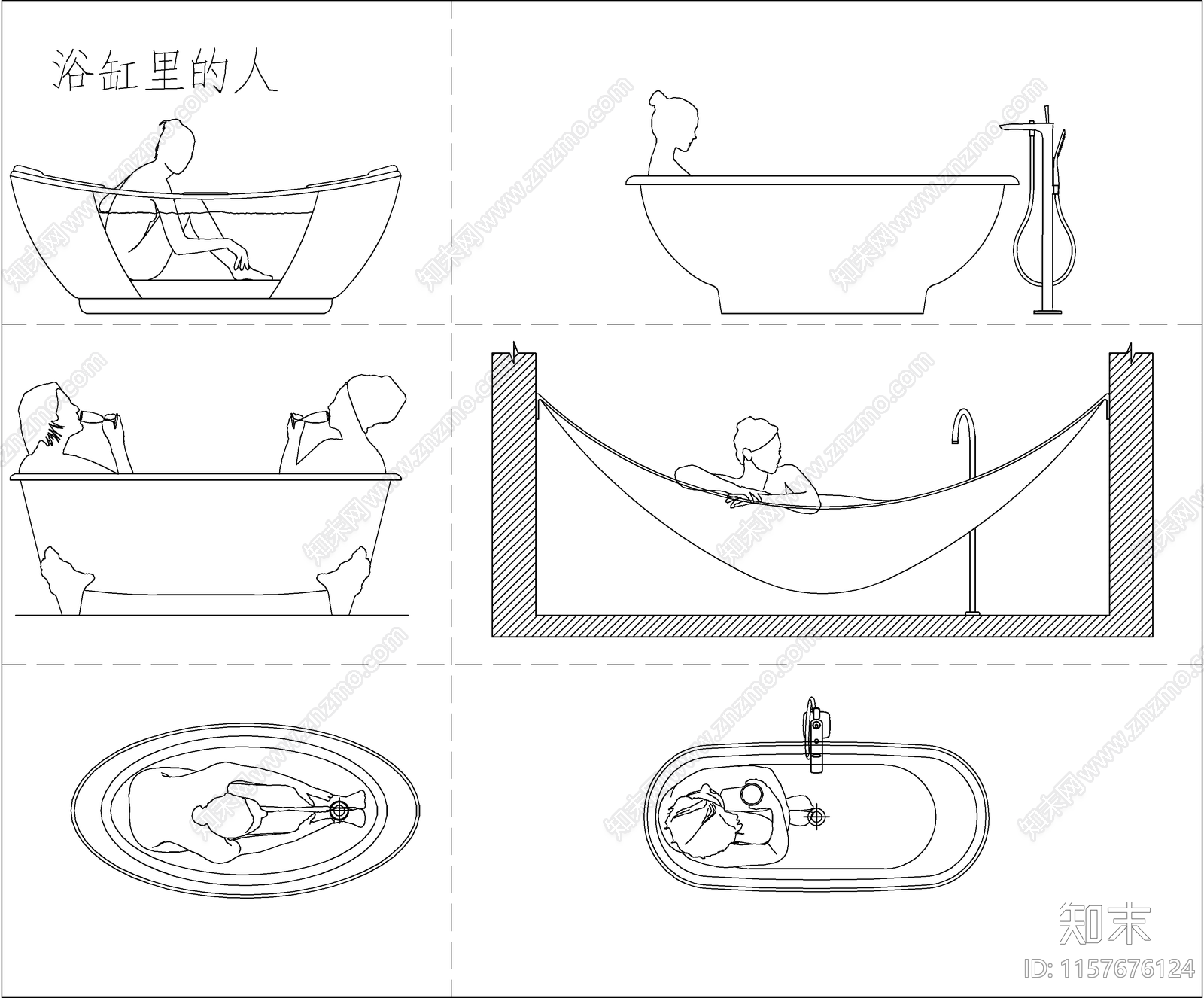 卫生间洁具图库施工图下载【ID:1157676124】