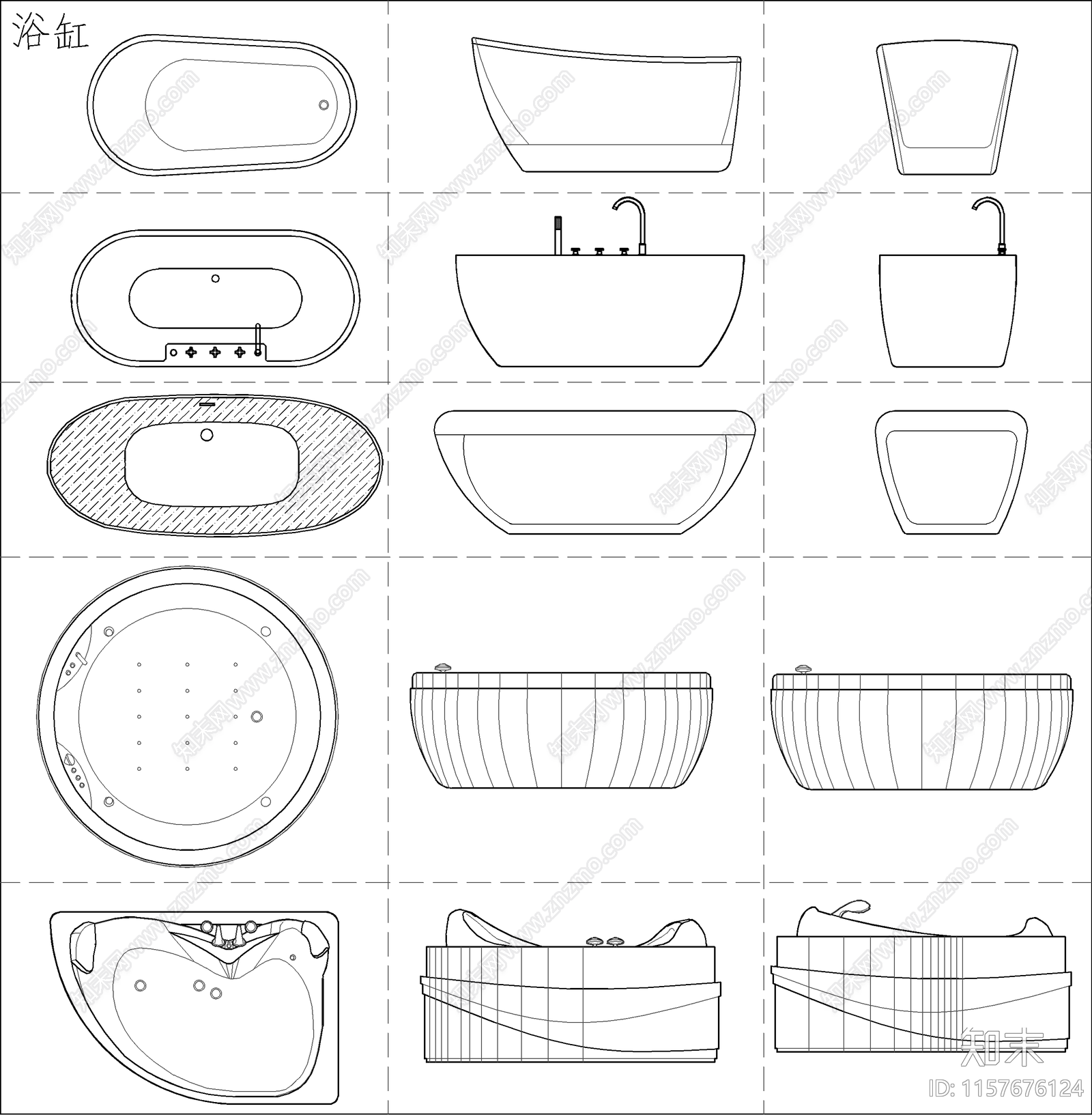 卫生间洁具图库施工图下载【ID:1157676124】