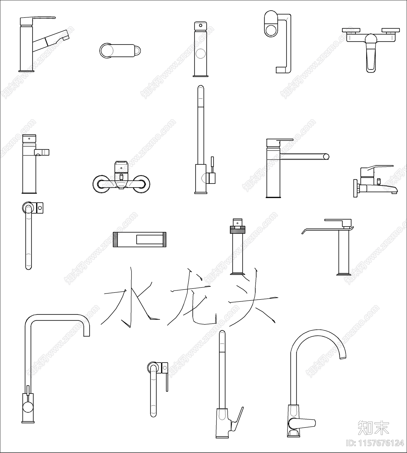 卫生间洁具图库施工图下载【ID:1157676124】