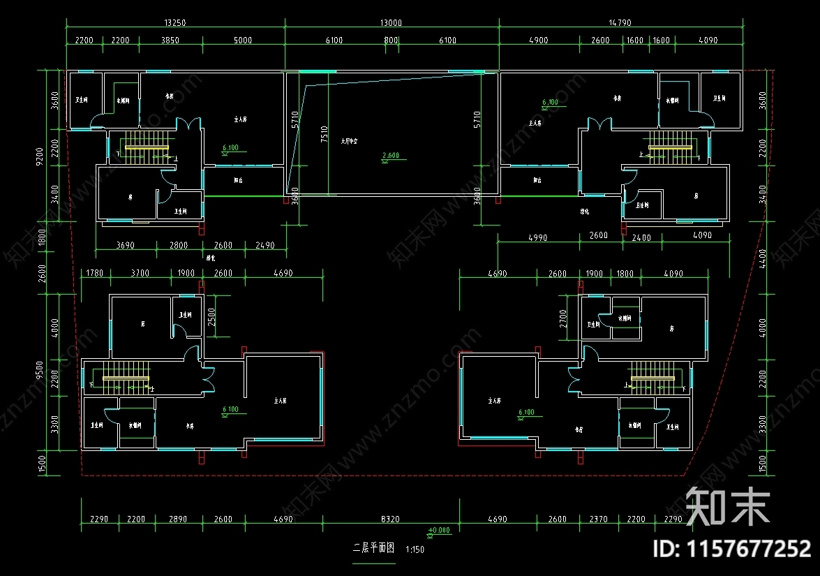 中式风格四合院建筑图纸cad施工图下载【ID:1157677252】
