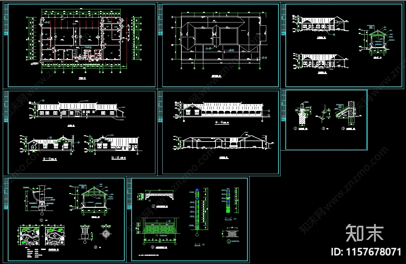 徽派一层农家饭庄建筑图cad施工图下载【ID:1157678071】