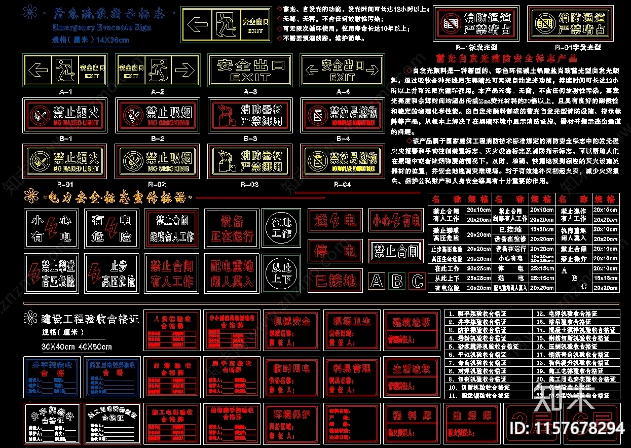 城市施工工地安全标识标牌图库大全cad施工图下载【ID:1157678294】