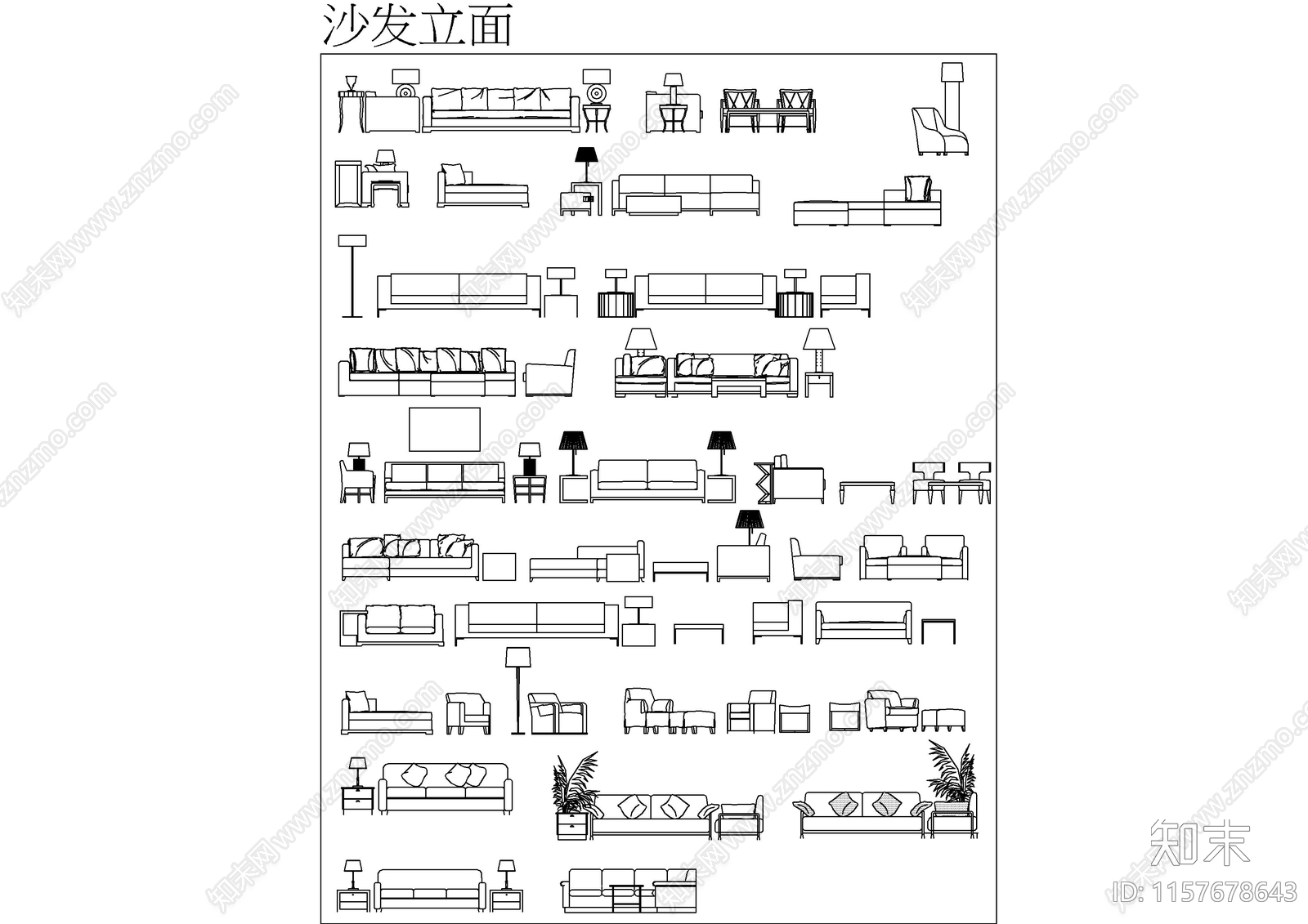常用现代图库合集cad施工图下载【ID:1157678643】