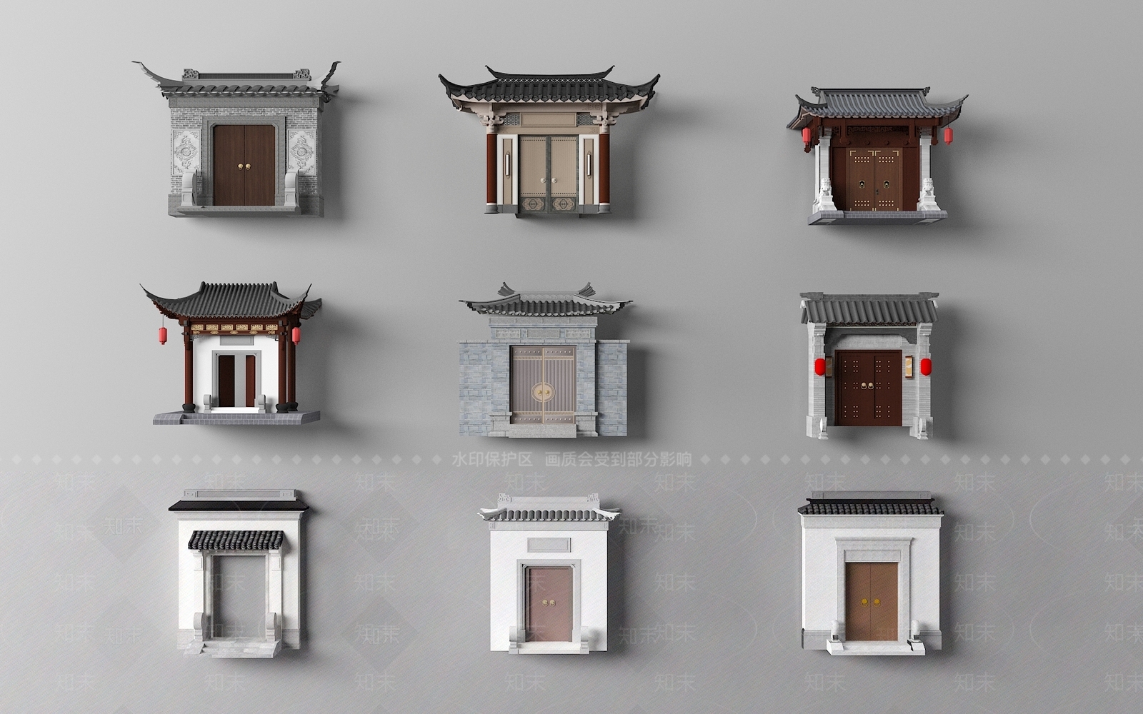 中式大门3D模型下载【ID:1157678890】