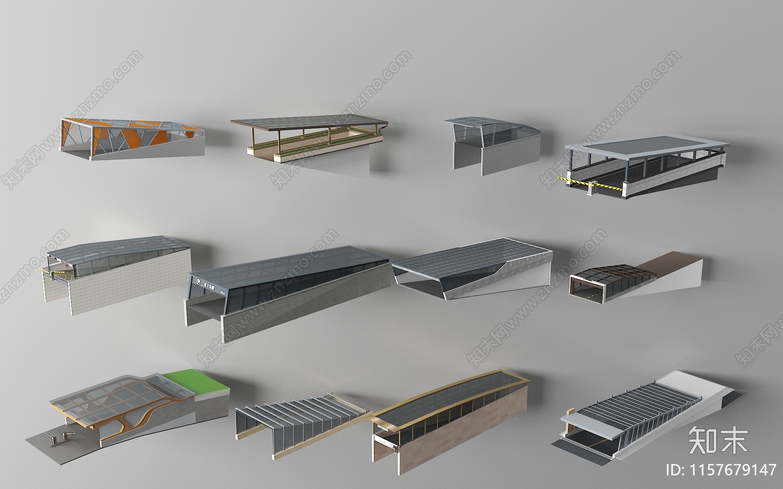 现代地下停车场出入口3D模型下载【ID:1157679147】
