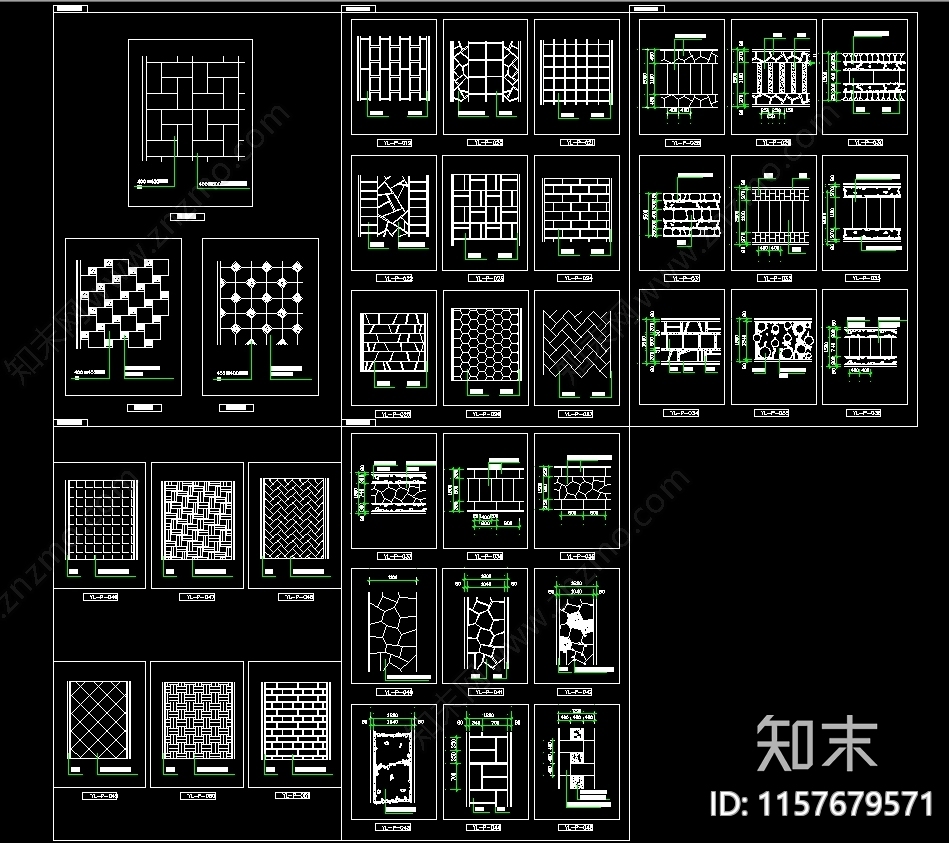 铺装样式及工程做法图库cad施工图下载【ID:1157679571】