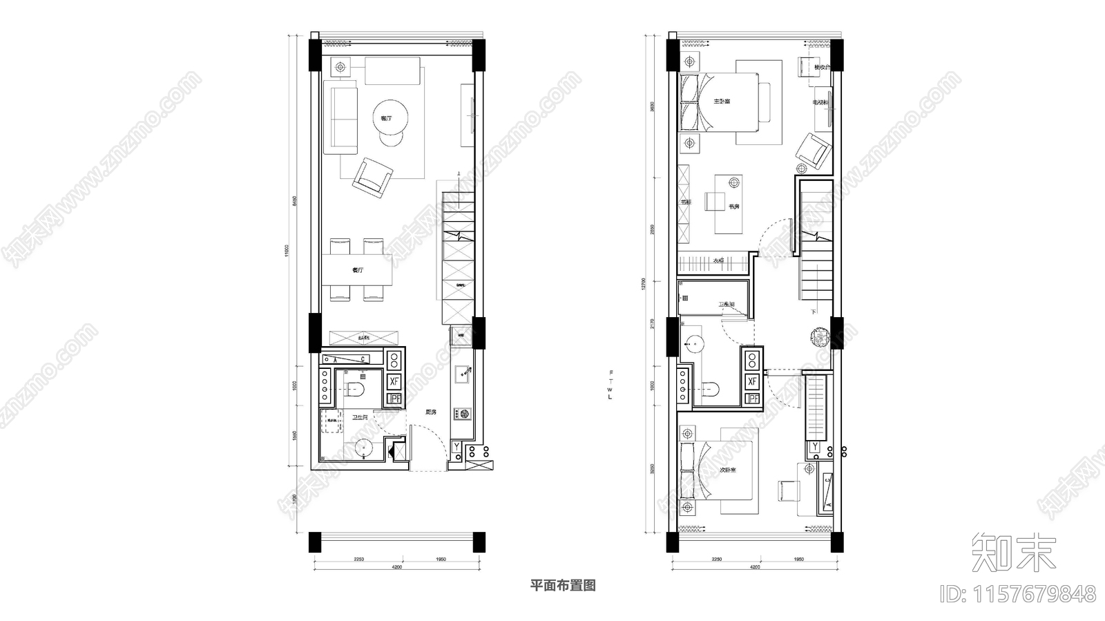 精装修公寓样板房6套设计方案cad施工图下载【ID:1157679848】