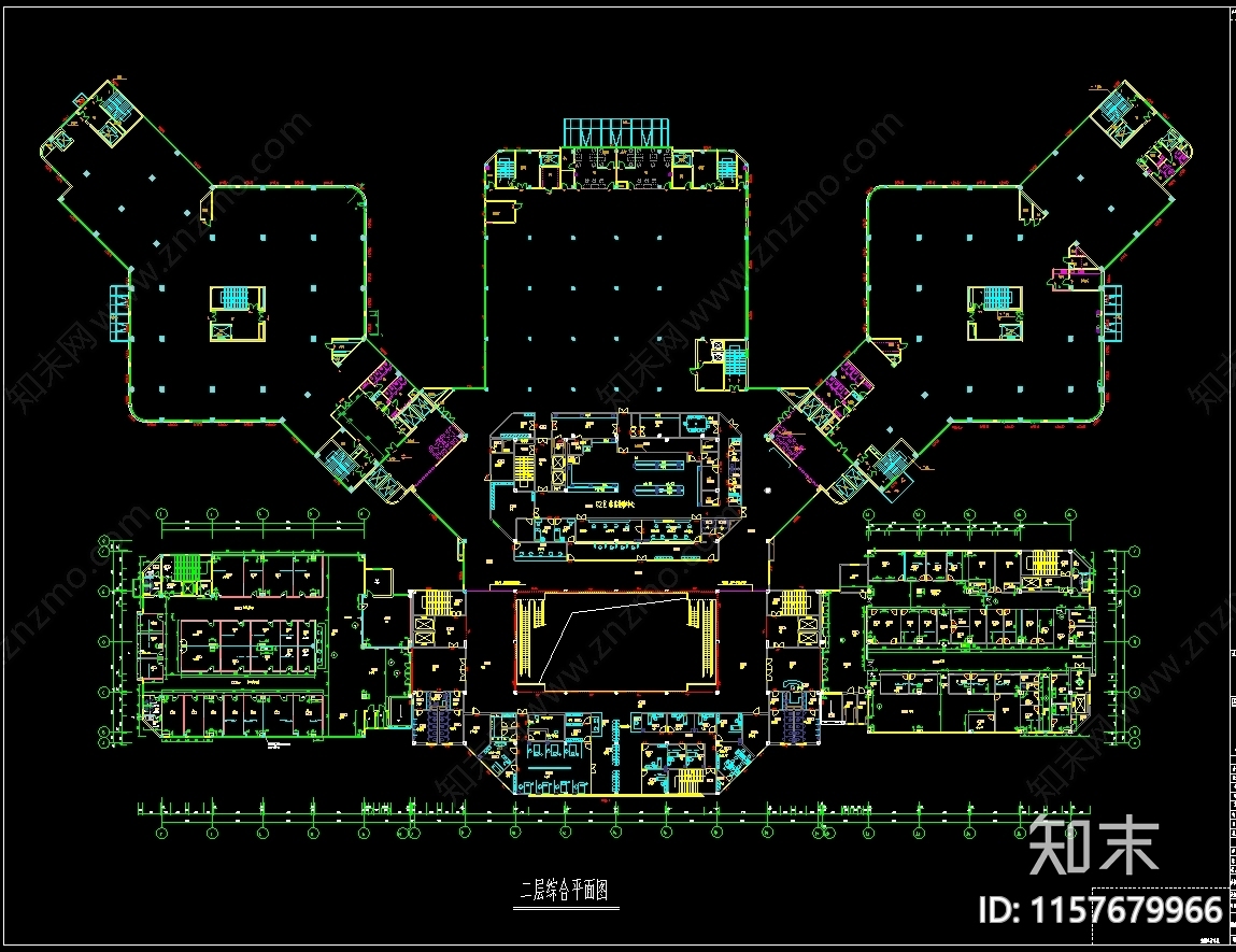 大型医院平面设计布置图cad施工图下载【ID:1157679966】