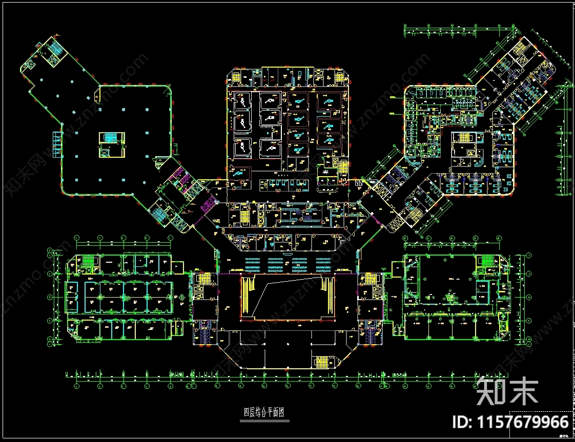 大型医院平面设计布置图cad施工图下载【ID:1157679966】