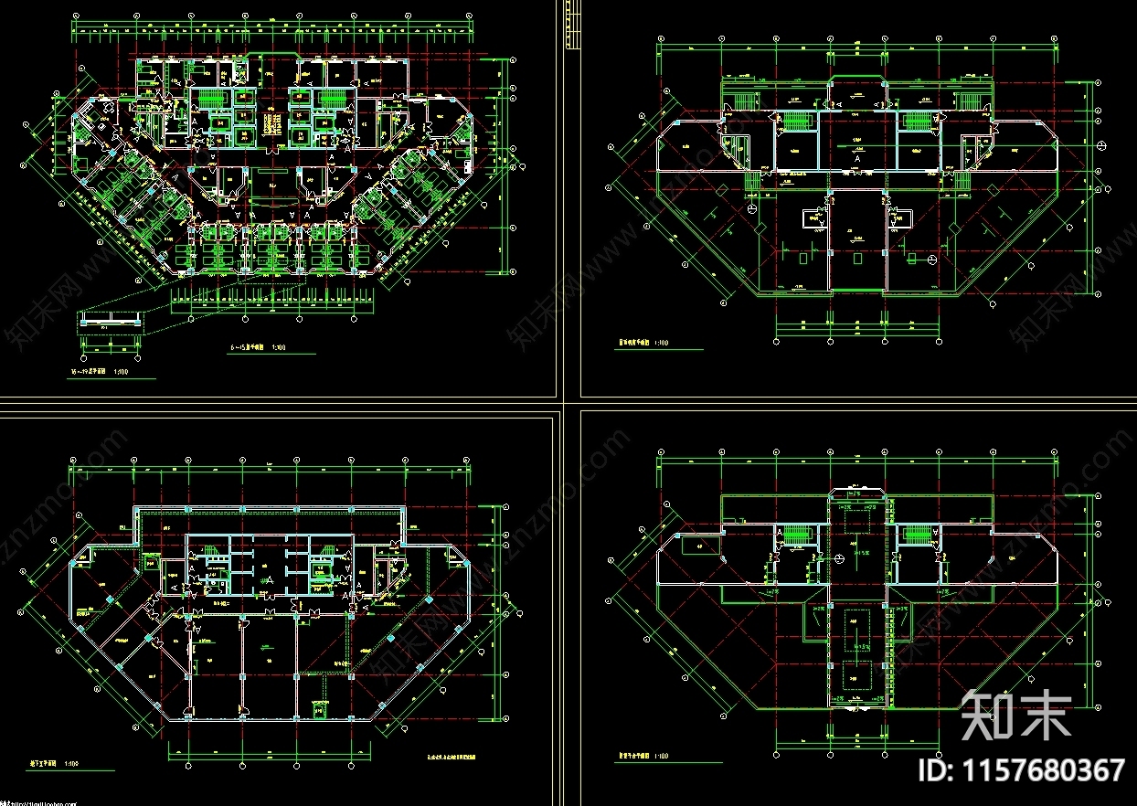 19层三角形人民医院建筑CAcad施工图下载【ID:1157680367】