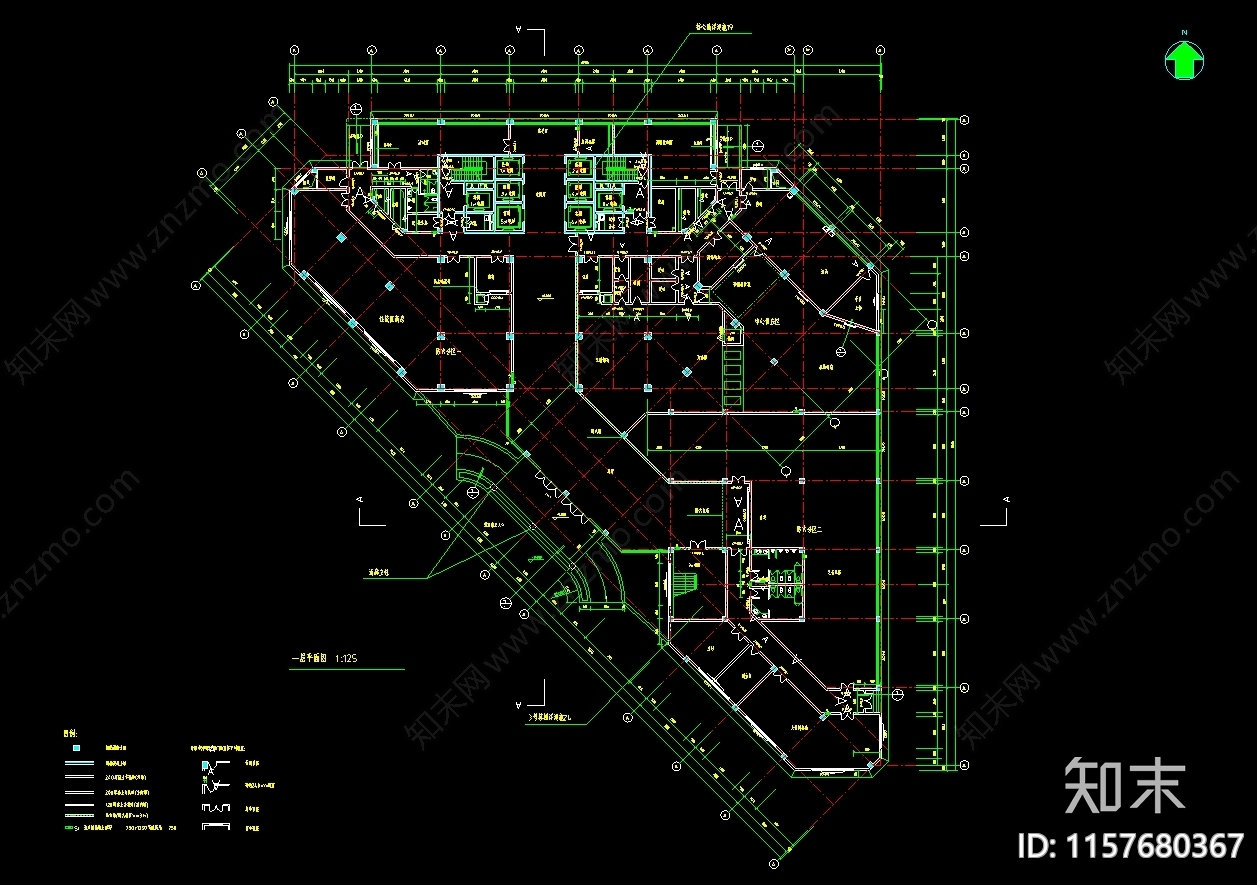 19层三角形人民医院建筑CAcad施工图下载【ID:1157680367】