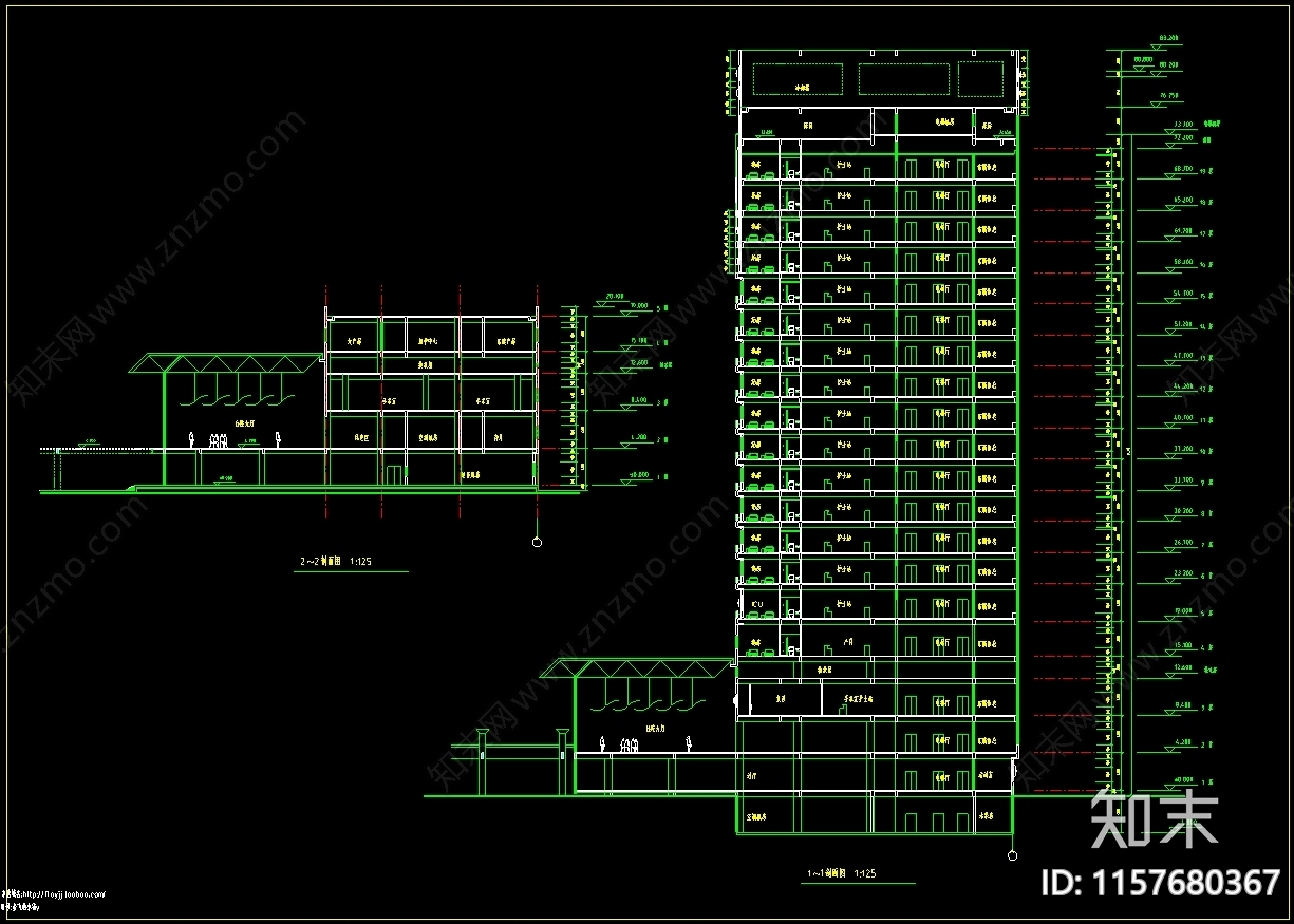 19层三角形人民医院建筑CAcad施工图下载【ID:1157680367】