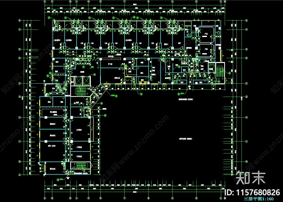 十三层某医院建筑图纸cad施工图下载【ID:1157680826】